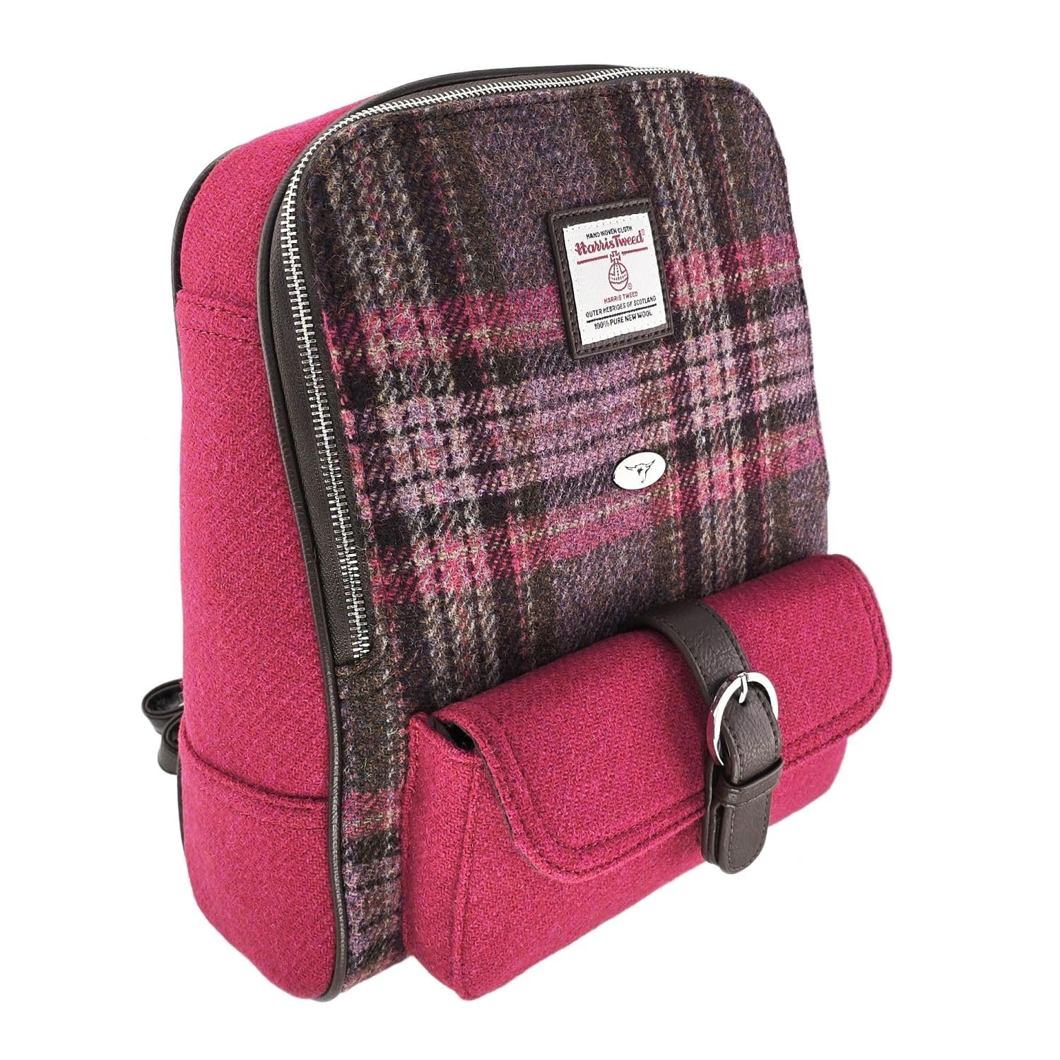 Glen Appin Naver Harris Tweed Backpack LB1013 (Col 144 Burgundy & Pink Tartan)