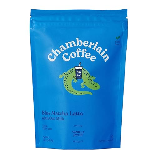 Chamberlain Coffee Blue Matcha Latte - Latte vegano matcha con leche de avena, rico en antioxidantes, flor de guisante de mariposa azul + polvo de