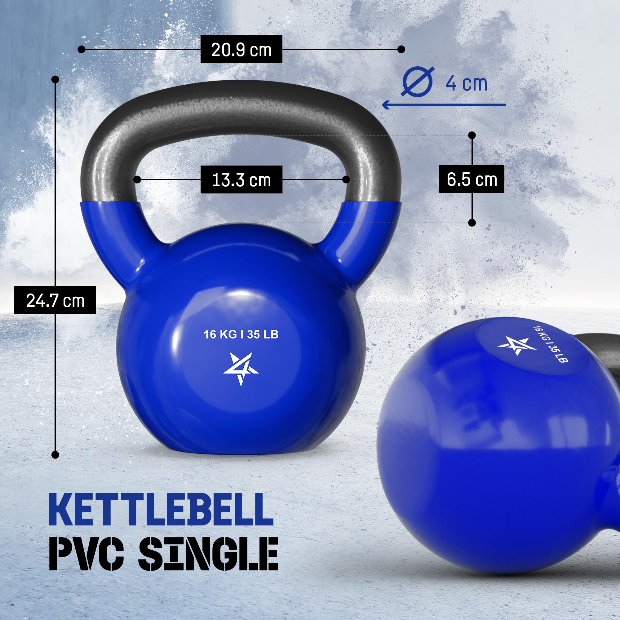 Yes4All Kettlebell En Fonte Avec Revêtement Vinyle, 5 À 22.6 Kg, Pour Entraînement De Force À Domicile, Gym, Fitness, Entraînement Complet Du Corps, Pompes Et Renforcement De La Prise