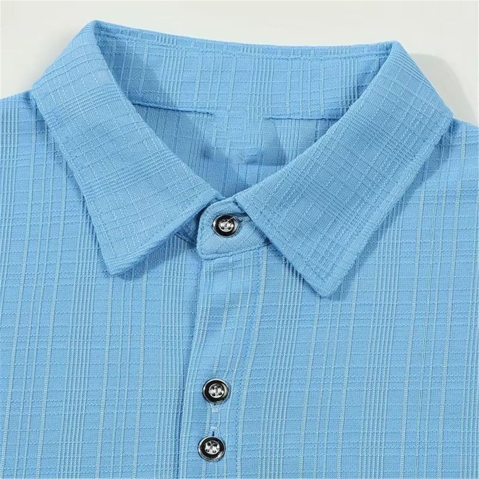 Chemise Homme tissée texturée, Respirante Boutonnage Manches Courtes Plage