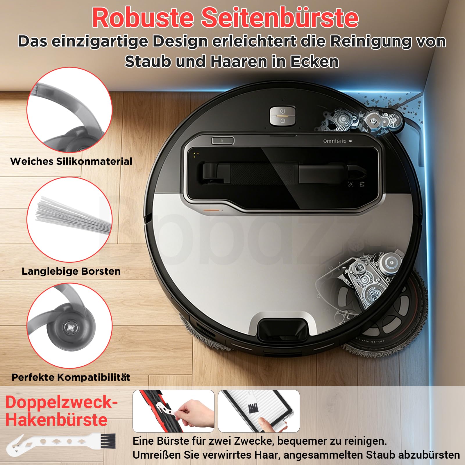 23 accesorios para robot aspirador Roborock Saros Z70, 1 cepillo principal, 4 toallitas, 4 filtros, 4 bolsas para el polvo, 4 cepillos laterales, 4 piedras aromáticas planas, 1 cepillo de
