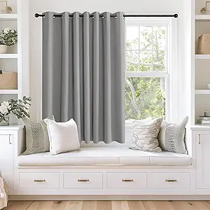 NICETOWN Blackout Curtains 63 inches Long for Living Room Bedroom, Grommet Thermal Insulated Room Divider Drape Window Treatment for Sliding Patio Door, W100 x L63, 1 Panel, Silver Grey