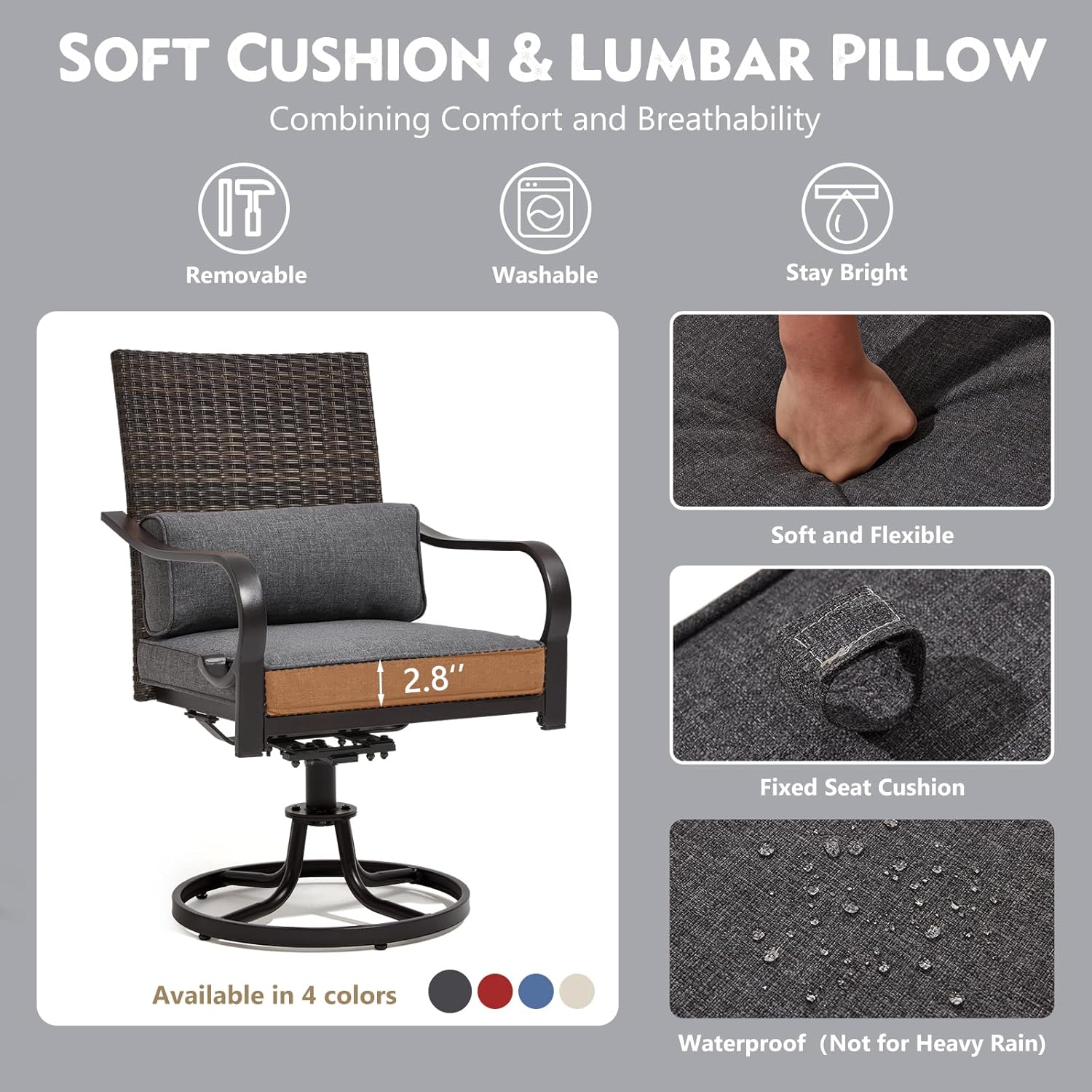 Image showing removable, washable, and waterproof cushion features