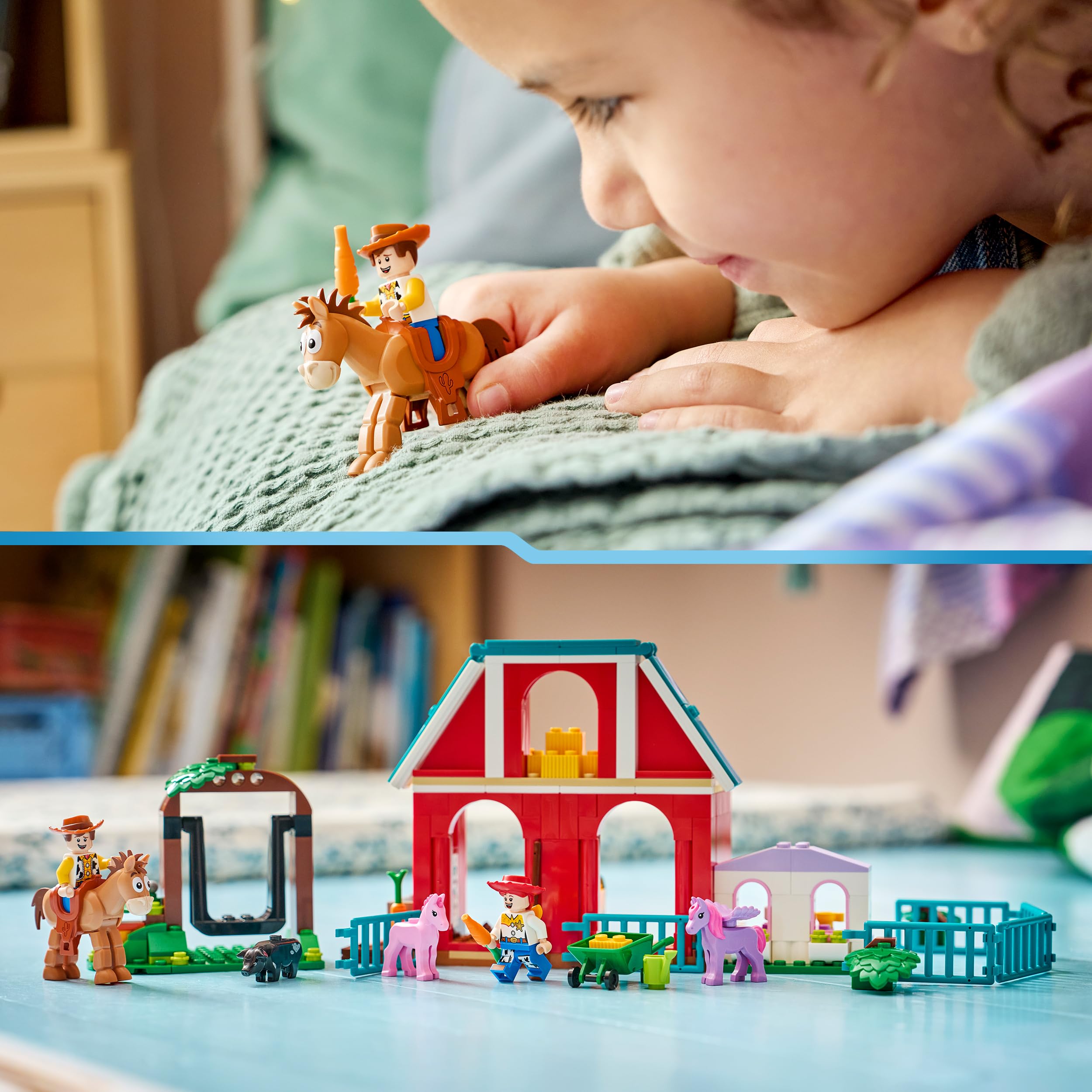 LEGO | Disney Pixar Il Ranch dei Cavalli di Blaze - Giocattolo con le Minifigure di Woody e Jessie oltre a 3 Cavalli e un Maiale - Regalo per Bambine e Bambini da 4 Anni Fan di Toy Story 5-43304