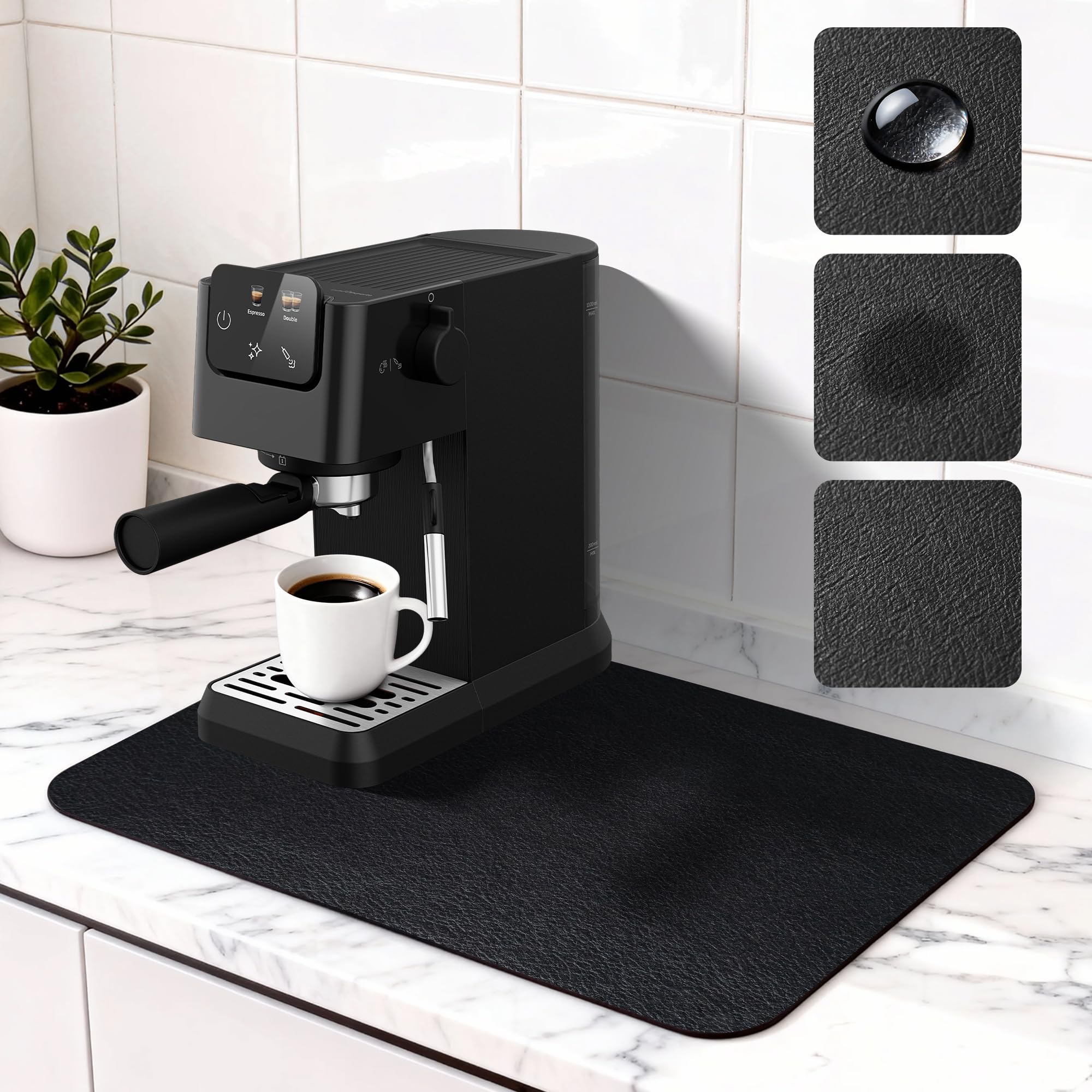 CNARIO Coffee Mat with Non-Slip Rubber Back, Super Quick-Dry Mat