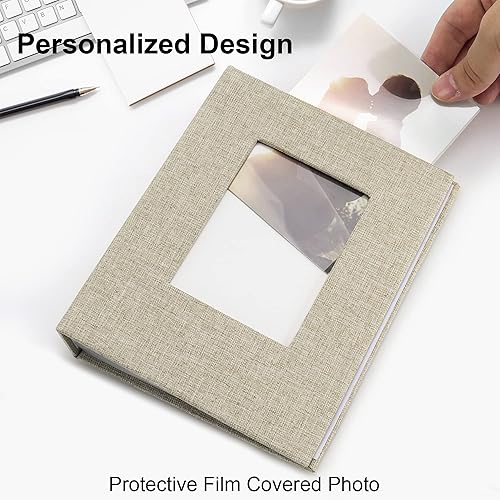 Miniatura 5 de Vienrose Álbum de fotos de bebé pequeño de 4 x 6 pulgadas, paquete de 2 mini libros de fotos con cubierta de lino, 26 páginas con capacidad para 52