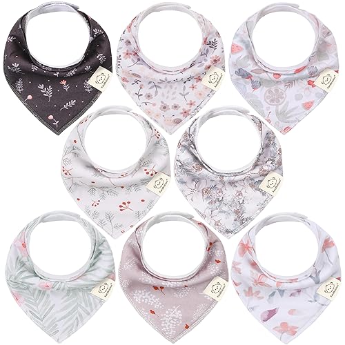 Miniatura 319 de KeaBabies 8 unidades de baberos tipo bandana orgánicos para niñas - Baberos tipo triángulo súper absorbentes para bebés que babean y están en