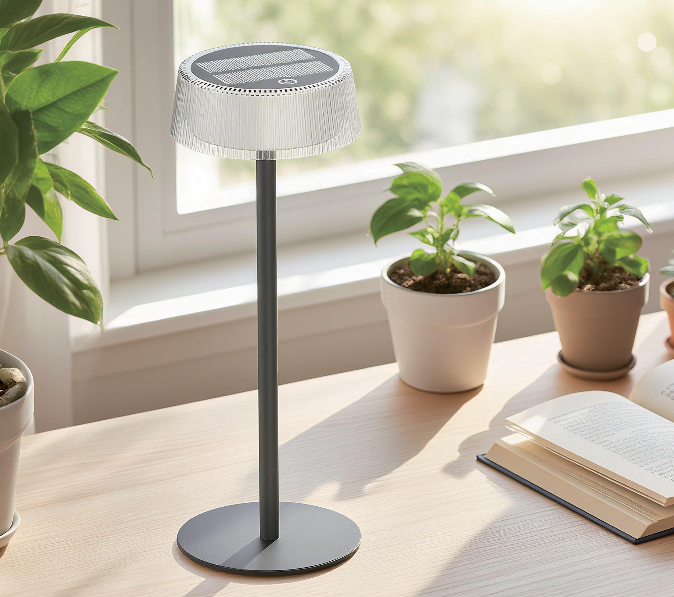 Lámpara de Mesa LED Inalámbrica 2 Piezas, Lamparas de Mesa Recargable con Batería 4000 mAh, Solar y USB-C, Regulable Táctil 3 Temperaturas, IP65 Lámpara Solar Exterior Terraza Jardín Dormitorio