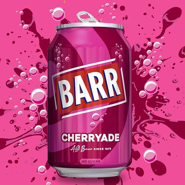 BARR 24 Pack Cherryade, Zero No Sugar Cherry Flavoured Fizzy Drink Cans, Sparkling Fizzy Pop, 24 x 330ml Cans - 3