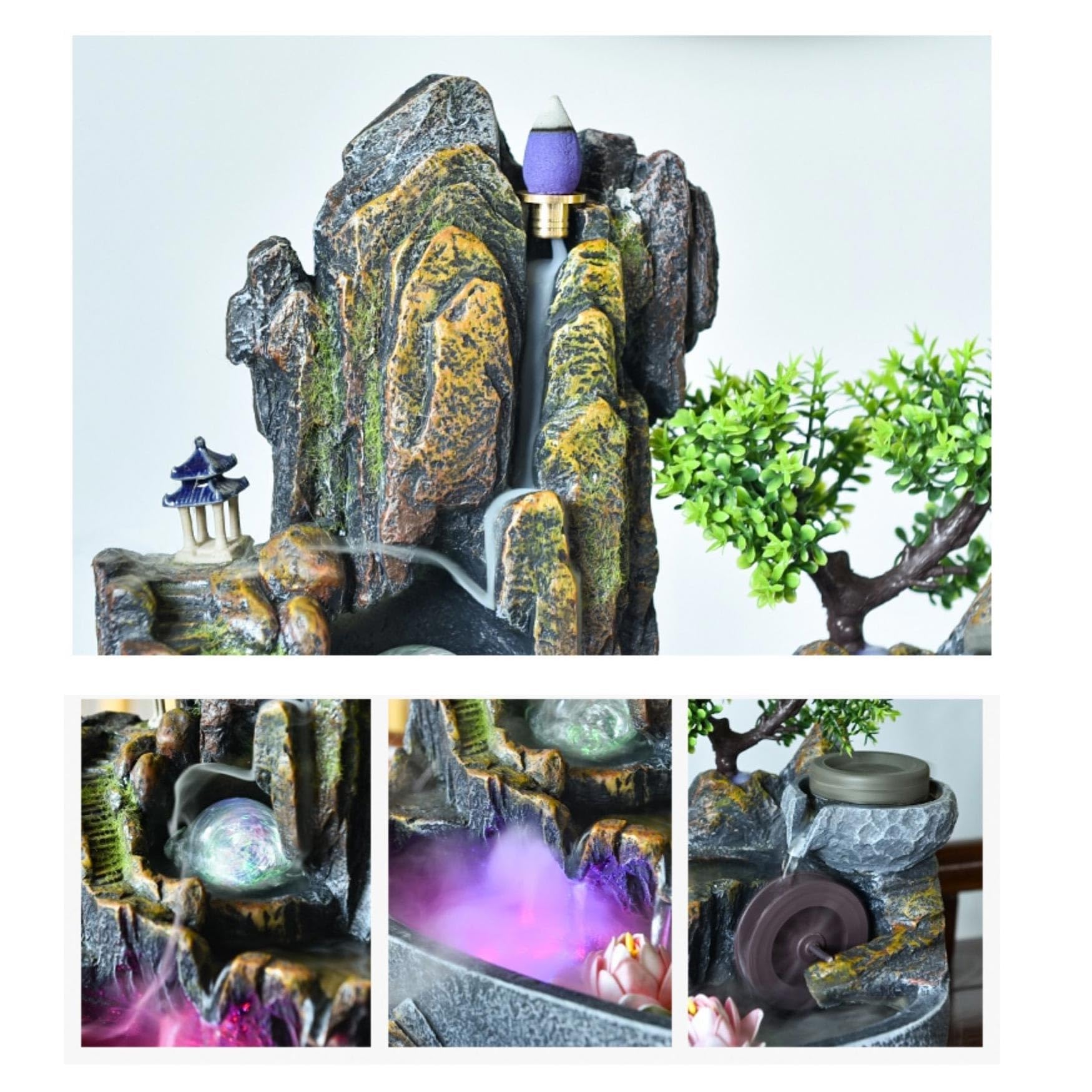 Relajación Fuente de Mesa con Arroyo de rocalla, Cascada de meditación Interior for el hogar y la Oficina Decoración Zen(Medio)