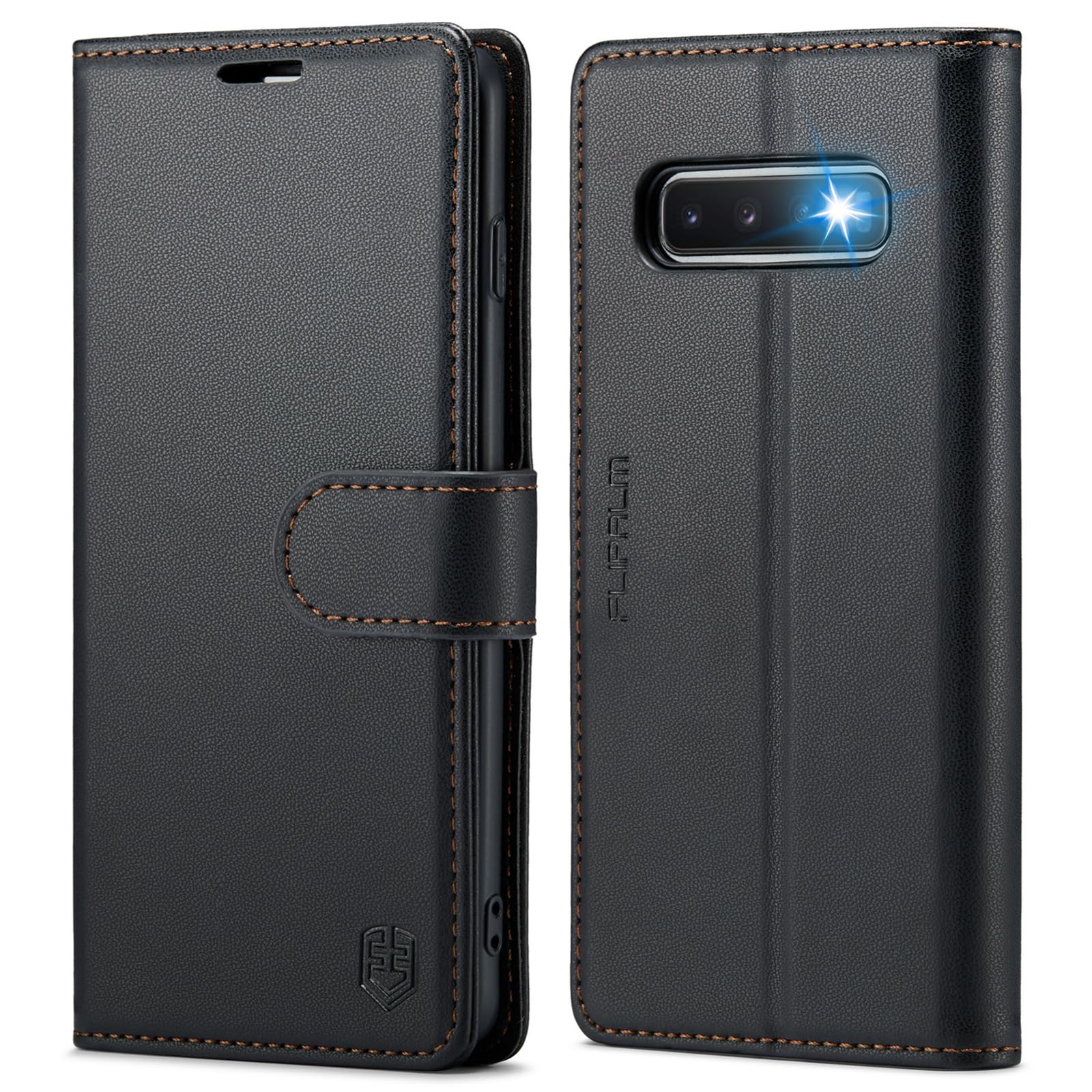 FLIPALM Wallet Case for Samsung Galaxy S10 6.1"(Non S10e,S10+), RFID Blocking Credit Card Holder, PU Leather Folio Flip Kickstand Protective