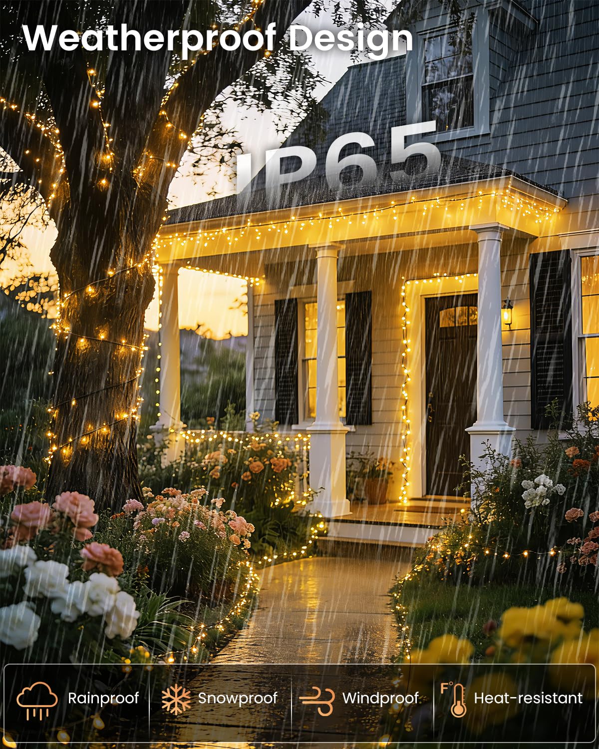 OZS 4 Pack 320LED Solar Lichterkette Außen, Wasserdicht 8 Modi Solar Baum Licht, Grüner Draht Weihnachtsbeleuchtung Außen für Garten, Party, Hochzeit, Weihnachtsdekorationen (Warmweiß)