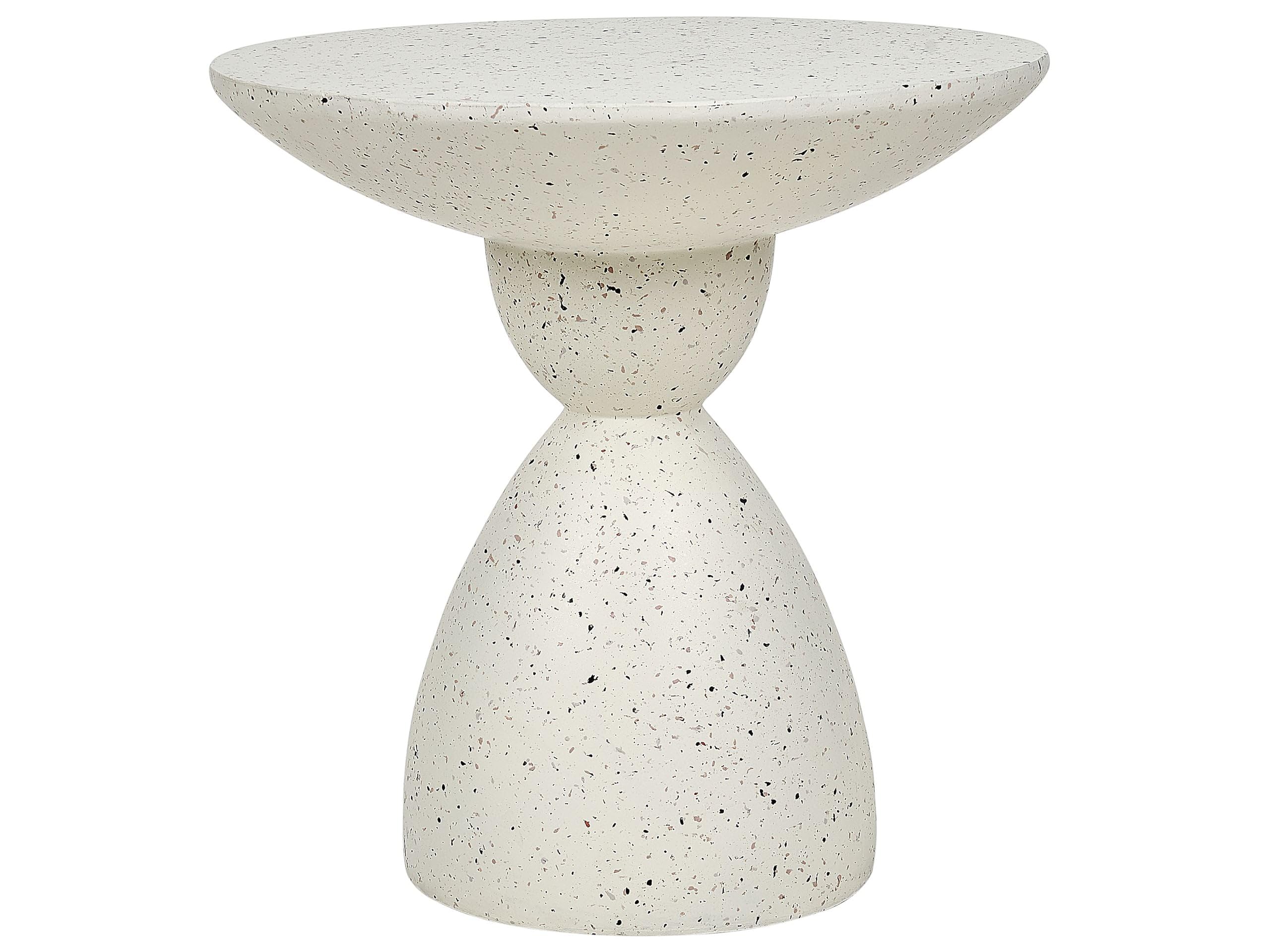 Beliani Table d'Appoint Effet Terrazzo Forme Contournée Ronde 52 cm Résistant Blanc Cassé Caffi