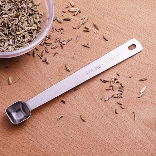 Miniatura 5 de 1 cucharadita de 14 (14 cucharadita, 112 cucharadas, 0.0 fl oz) Cuchara medidora de un solo tazón cuadrado, cucharas pequeñas individuales de acero