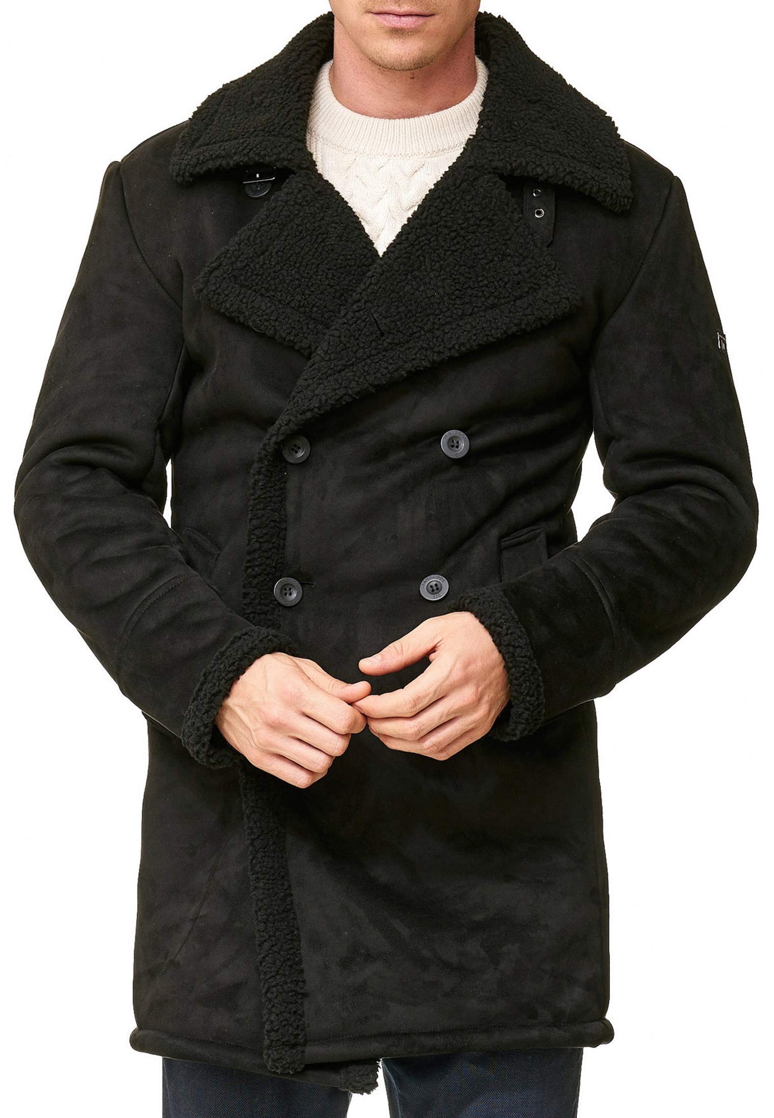 Indicode Uomini Barlow Coat | Cappotto corto con revers e pelliccia sintetica Teddy