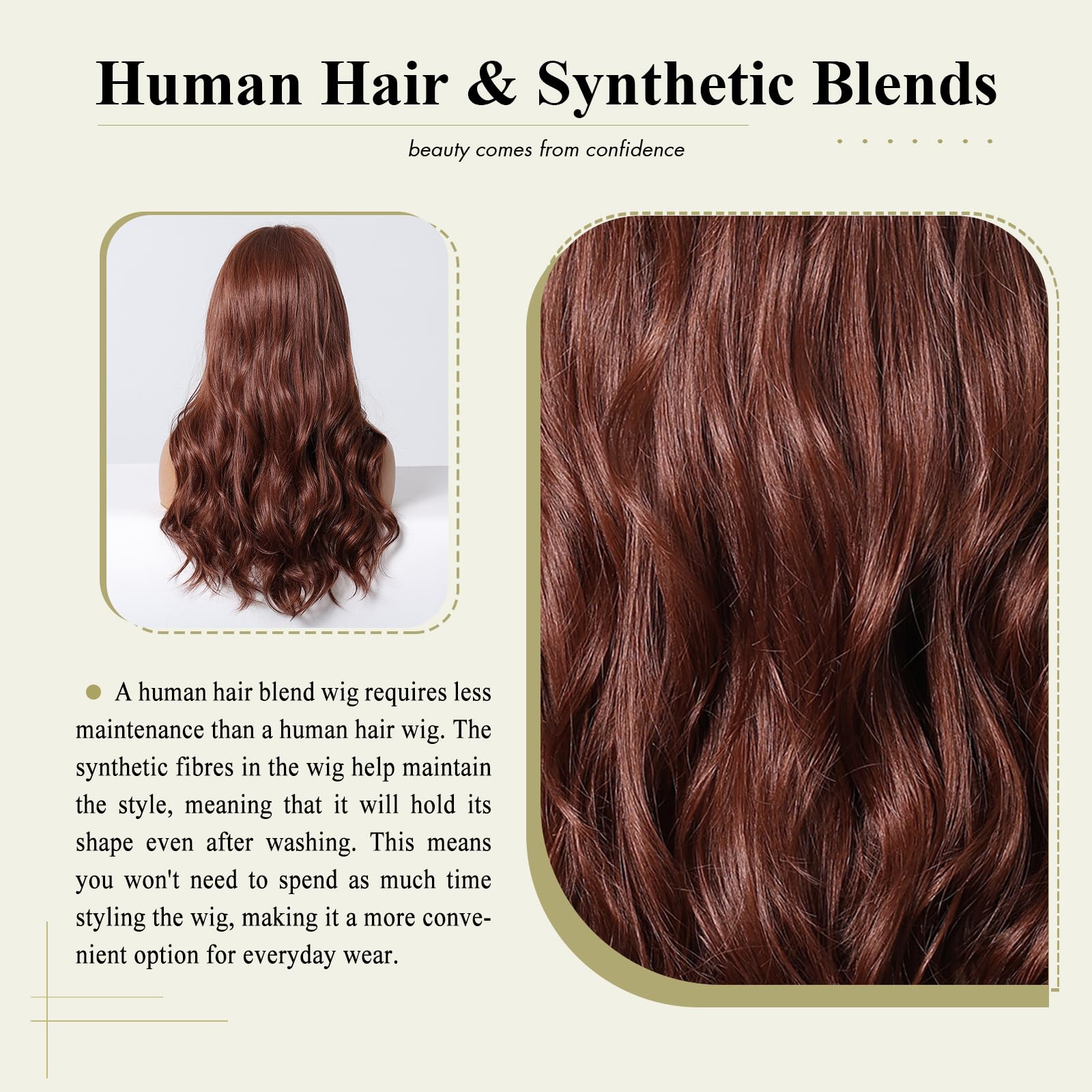 Amazon.com : DWY Long Wavy Wigs for Women Human Hair Blend  display picture 2