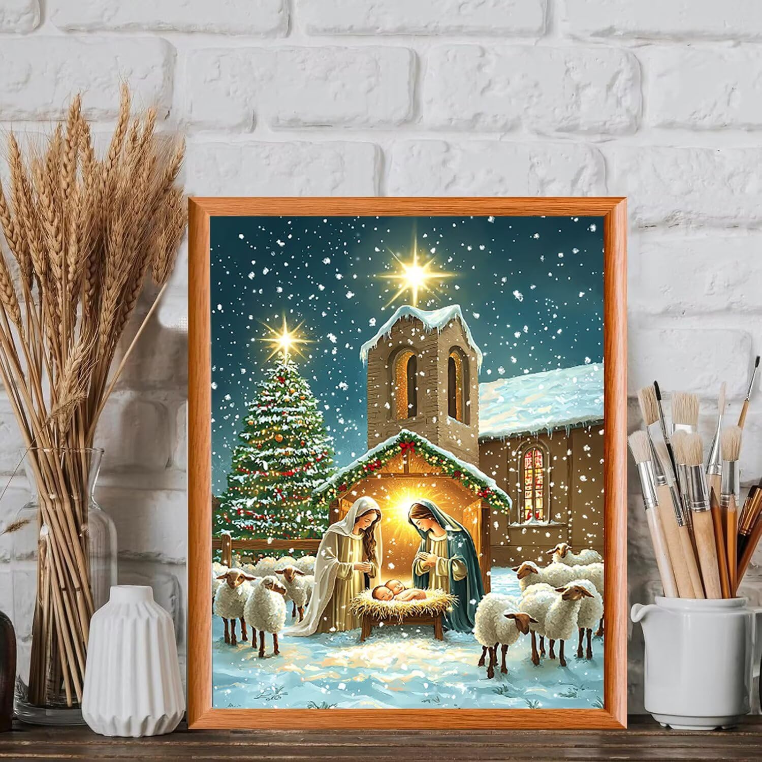 WEISHIWE Dipingere con i Numeri Adulti Gesù e agnello, 60x80cm s-1049