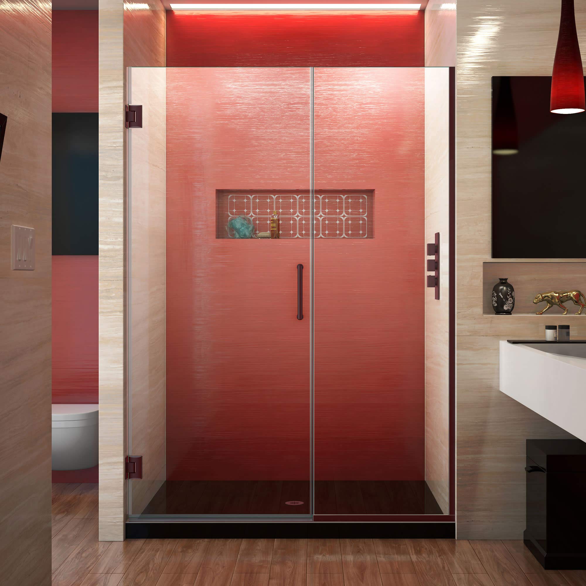 DreamLine Unidoor Plus. H Frameless Hinged Shower Door in Oil Rubbed Bronze,