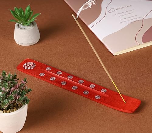 Miniatura 3 de Bless-International Soporte Tradicional Hecho a Mano de Madera para Varillas de Incienso, Recogedor de Cenizas para Aromaterapia, Meditación, Yoga