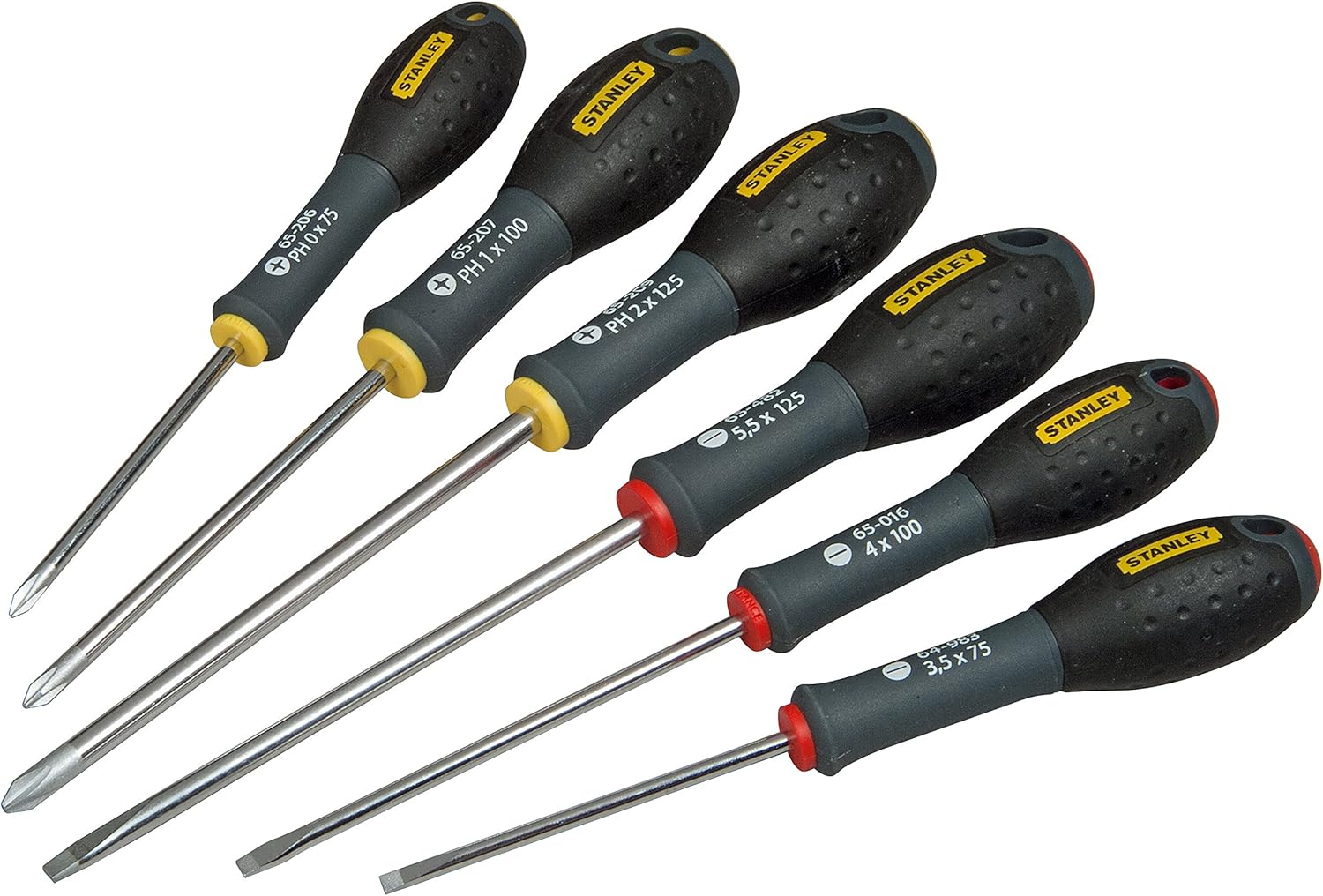 Stanley FatMax FMHT0-62626 Electrician's Screwdriver Set, Slotted/Phillips (SL3.5/4/5.5;PH0/1/2/3, 6-Piece)