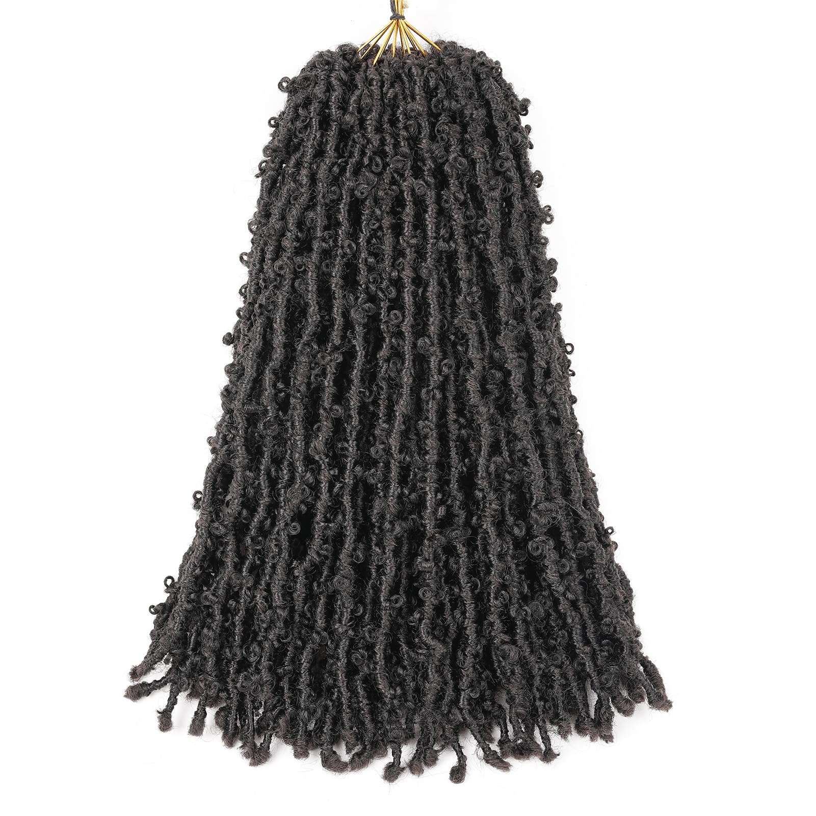 GUOHUI Butterfly Locs Crochet Hair 18 Inch Darkest Brown 6 Packs All Handmade Pre Looped Soft Distressed Faux Locs Braids for Women Kids (18", 2#)