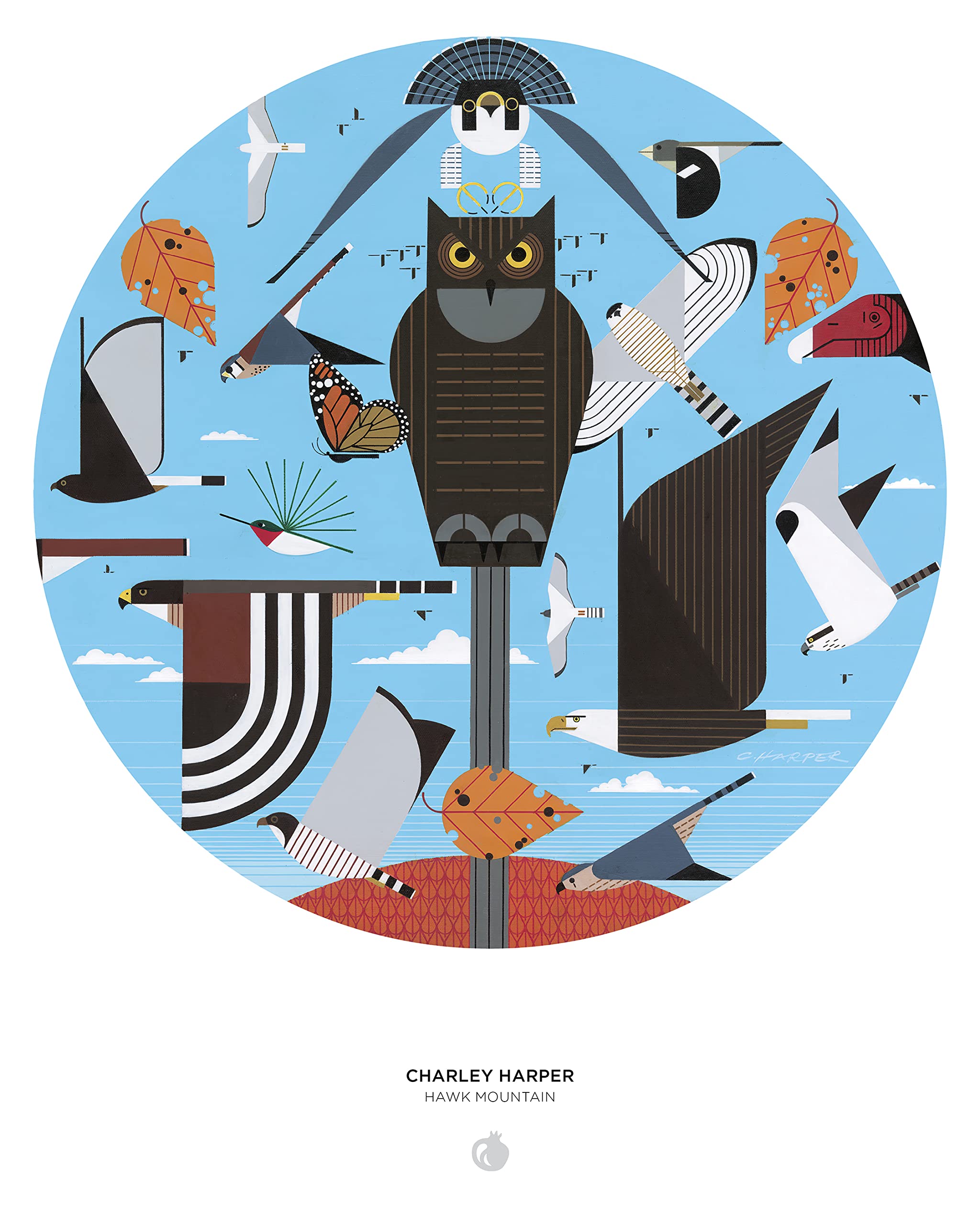 Pomegranate 500-Piece Circular Jigsaw Puzzle for Adults, Charley Harper's Hawk Mountain, Matte Finish, Snug Fit - Image 3
