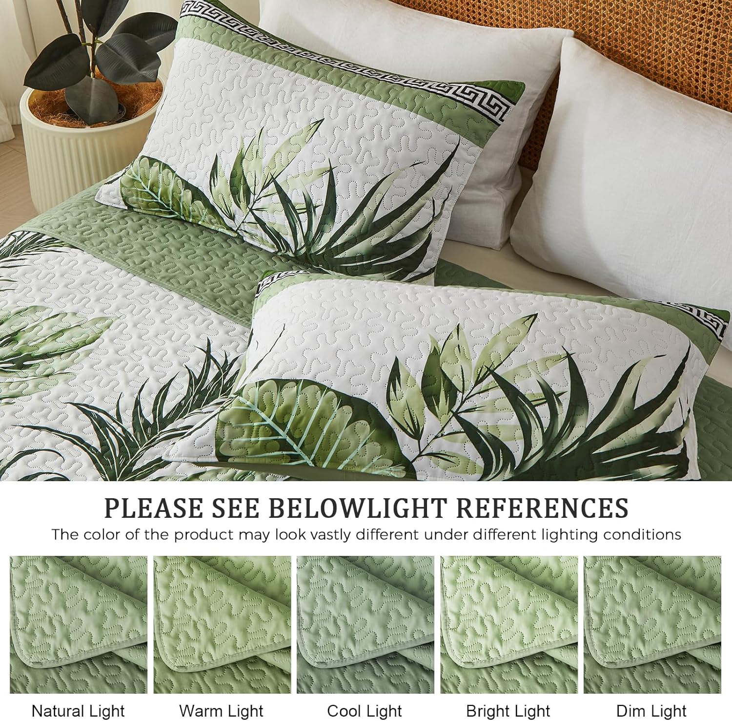 OARAGE Quilt Bedding Set, Sage Green Queen Comforter Set, Full Size Bedding Comforter Sets, Soft Lightweight Bedspread, Ultrasonic Microfiber Bed Coverlet for All Season (1 Quilt,2 Sham) - Image 4