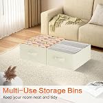 Storage Baskets 3 Pack - Large Fabric Storage Bins for Shelves, Collapsible Storage Baskets for Shelves for Organizing Closet Shelf, Closet Storage Bins with Handles (Beige, 39x29x14cm)