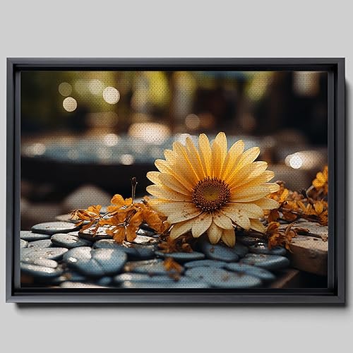 Genius Decor, Modern Yellow Gray Bathroom Wall Art, Decor Zen Flowers, Pictures Canvas Print Relax Soak Unwind, Flower Art, Art prints Rock, yellow