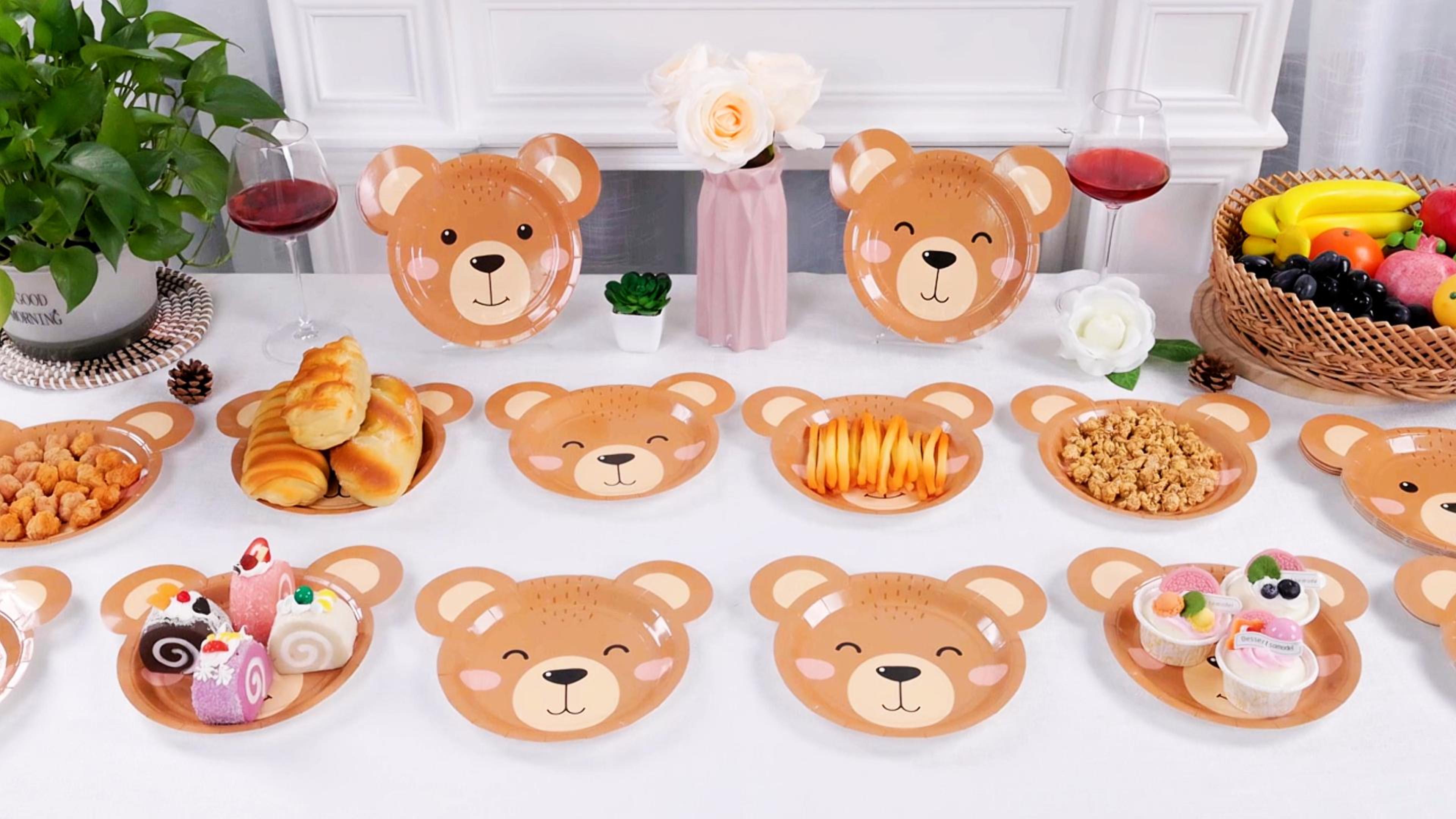 Amazon.com: Naozinebi 50 Count Bear Paper Plates Bear Shaped