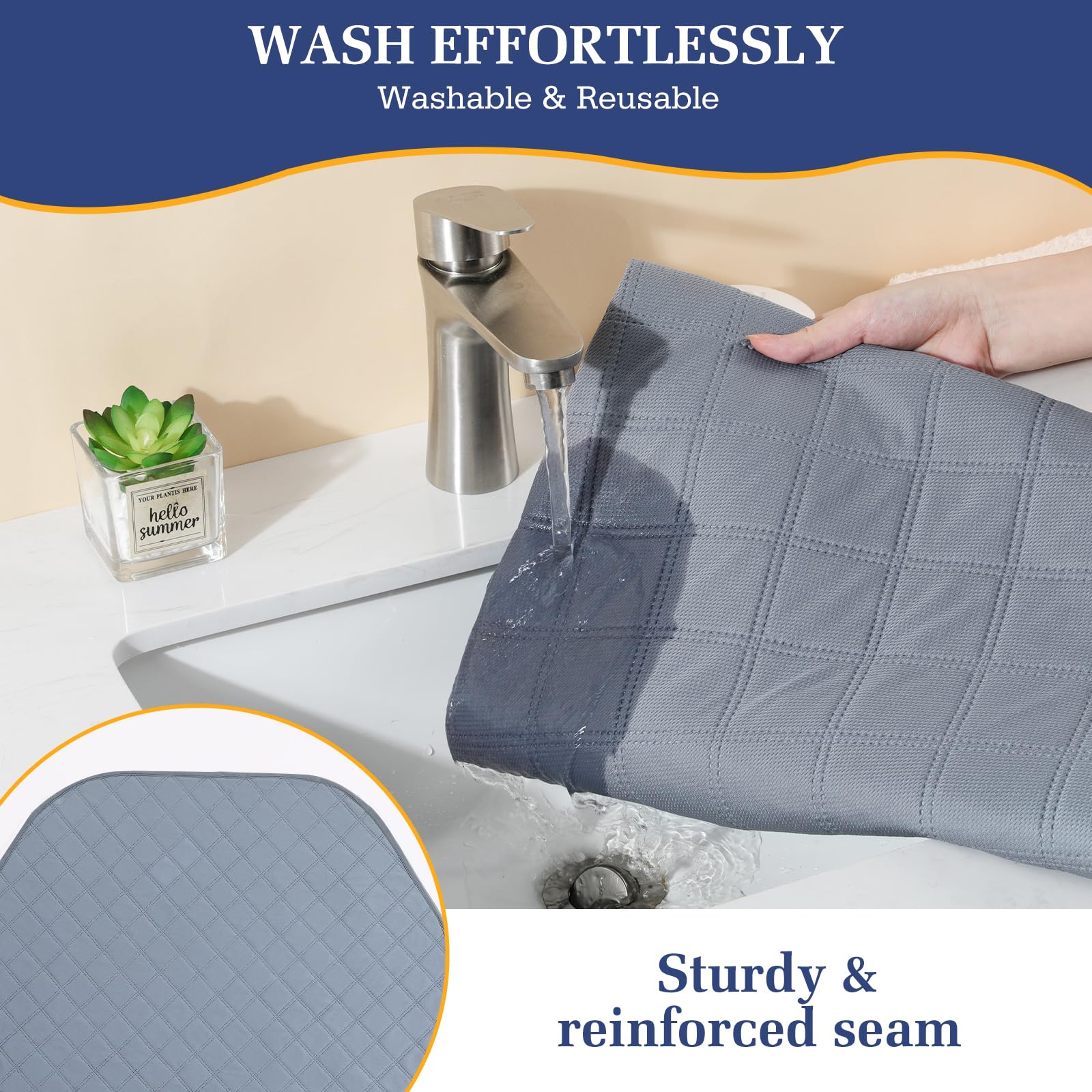 Pawaboo Pee Pad for Dogs and Cats, Hexagon Small Animals Cage Tent Pee Pad, Pet Absorbent Mat Reusable Dog Playpen Liner, Pet Fence Mat with Non-Slip Rubber Pads for Indoor/Outdoor, 44.5in, Gray - 5