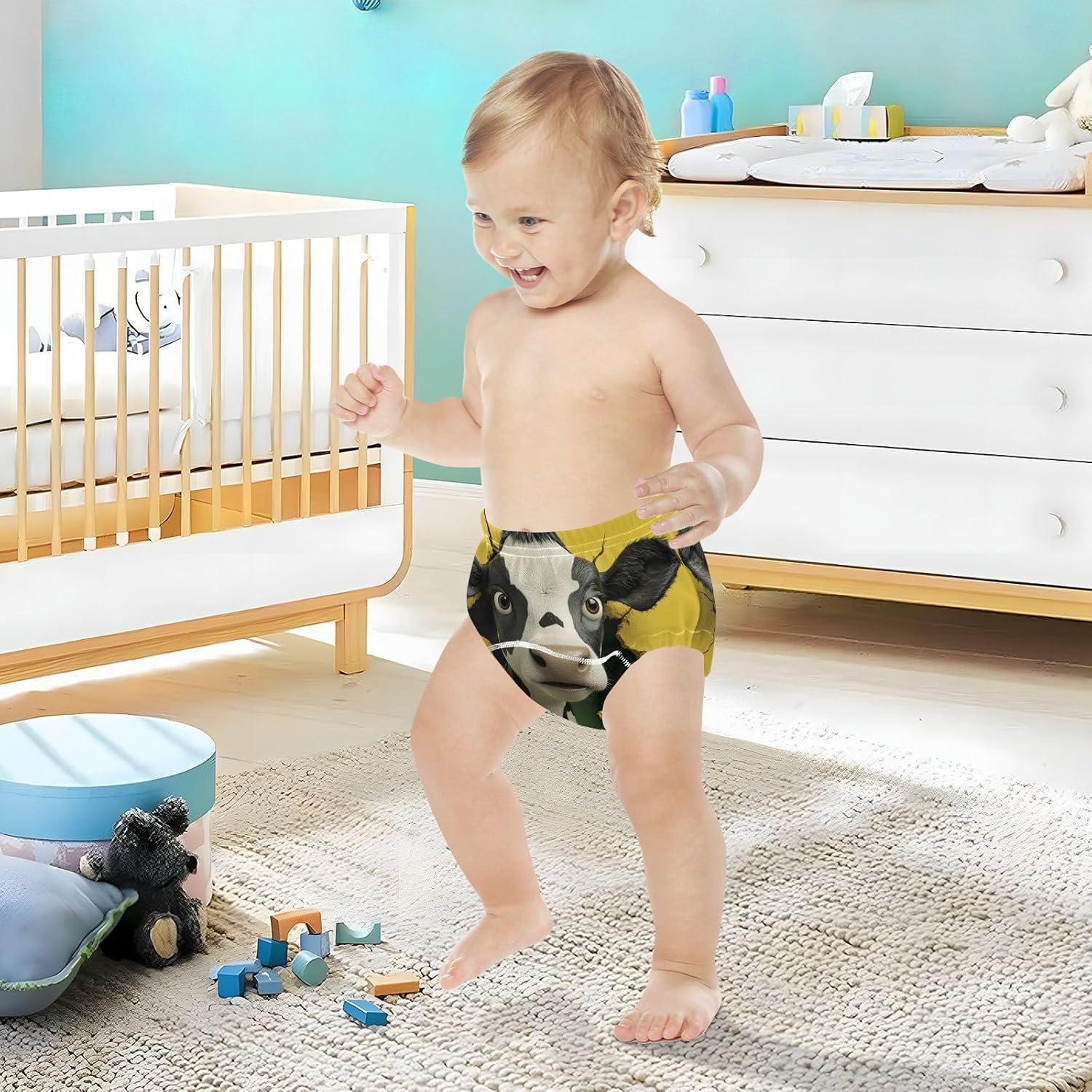 Little Boys Training Potty Underwear Absorb Water Nighttime Potty Training Pants Sleep Underwear for Toddler Girls 4T Cow Breaking Through The Wall Yellow