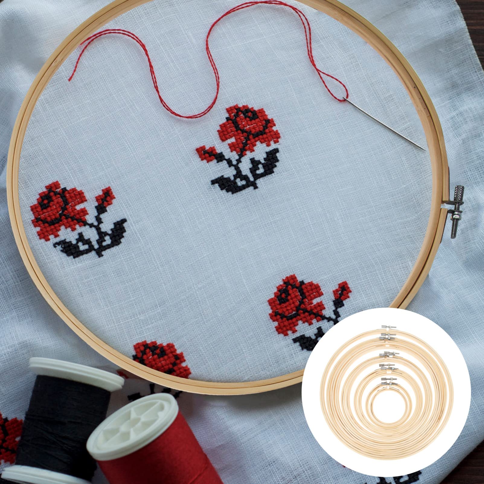 VICASKY 10pcs Embroidery Hoops Large Size Cross Stitch Hoops Smooth Surface for Beginners