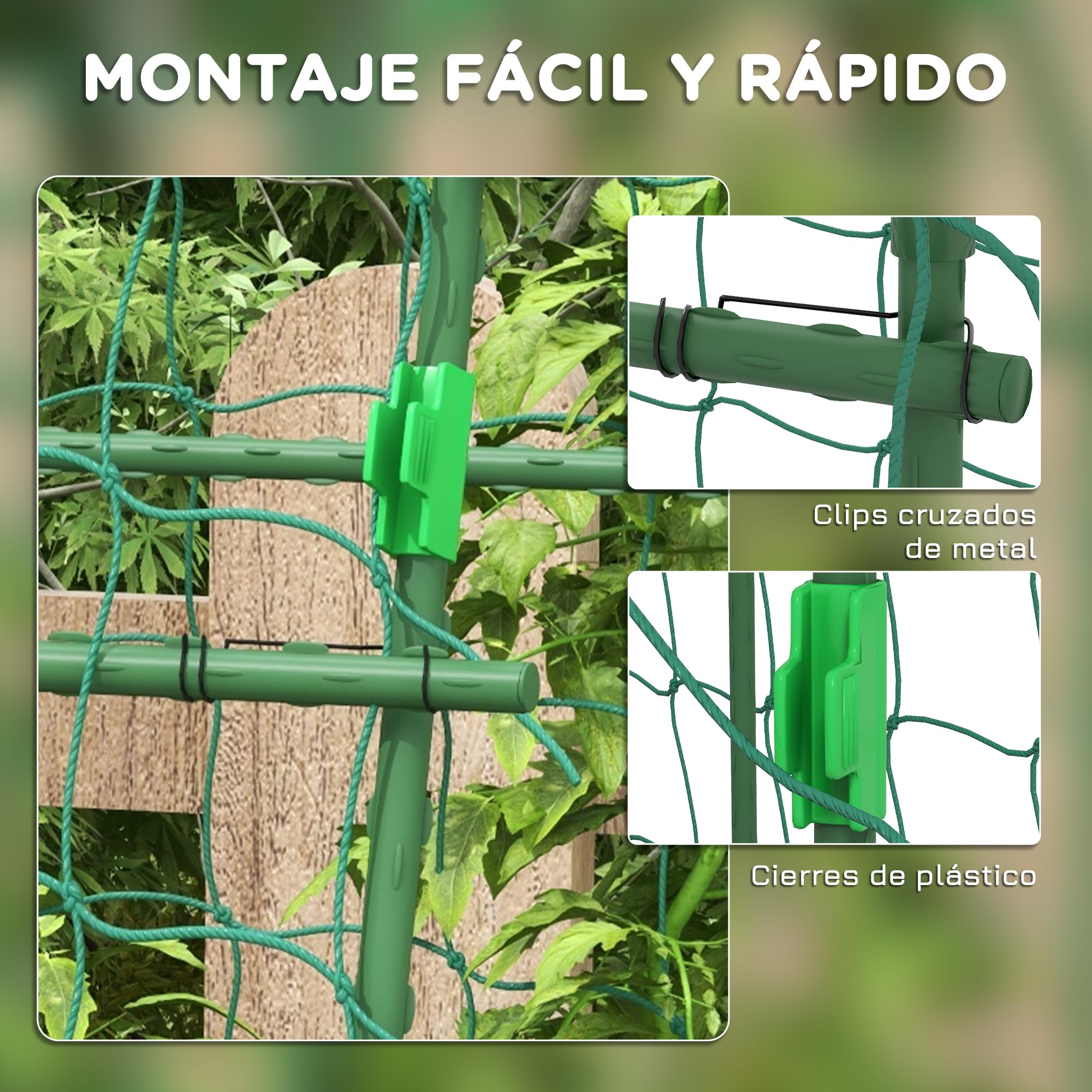 Outsunny Enrejado de Pepino 206 cm en Arco al Aire Libre Forma U con Malla
