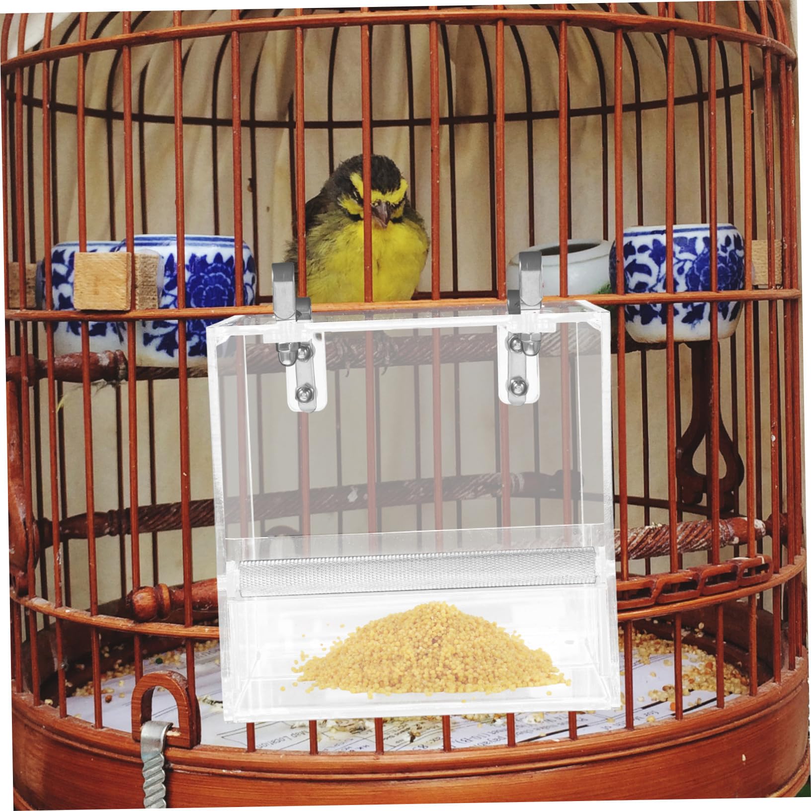 Mangeoire à Oiseaux Automatique en Plastique pour Perroquet et Petits | Bol de Cuvette, Design Suspendu, Installation Facile, Nettoyage Pratique, Usage Cage et Maison