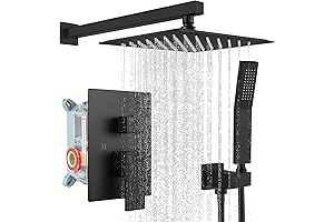 gotonovo Pressure Balancing Bathroom Shower System: Complete Shower Set with Rainfall Shower Head and Handle