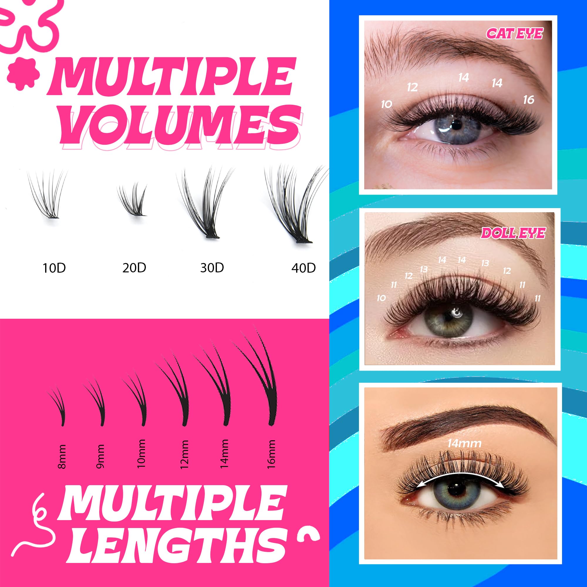 Fabuluxe 280 Pcs D Curl Cluster Lashes, Soft, Lightweight Individual Eyelashes, Easy to Apply DIY Lash Clusters - Image 4