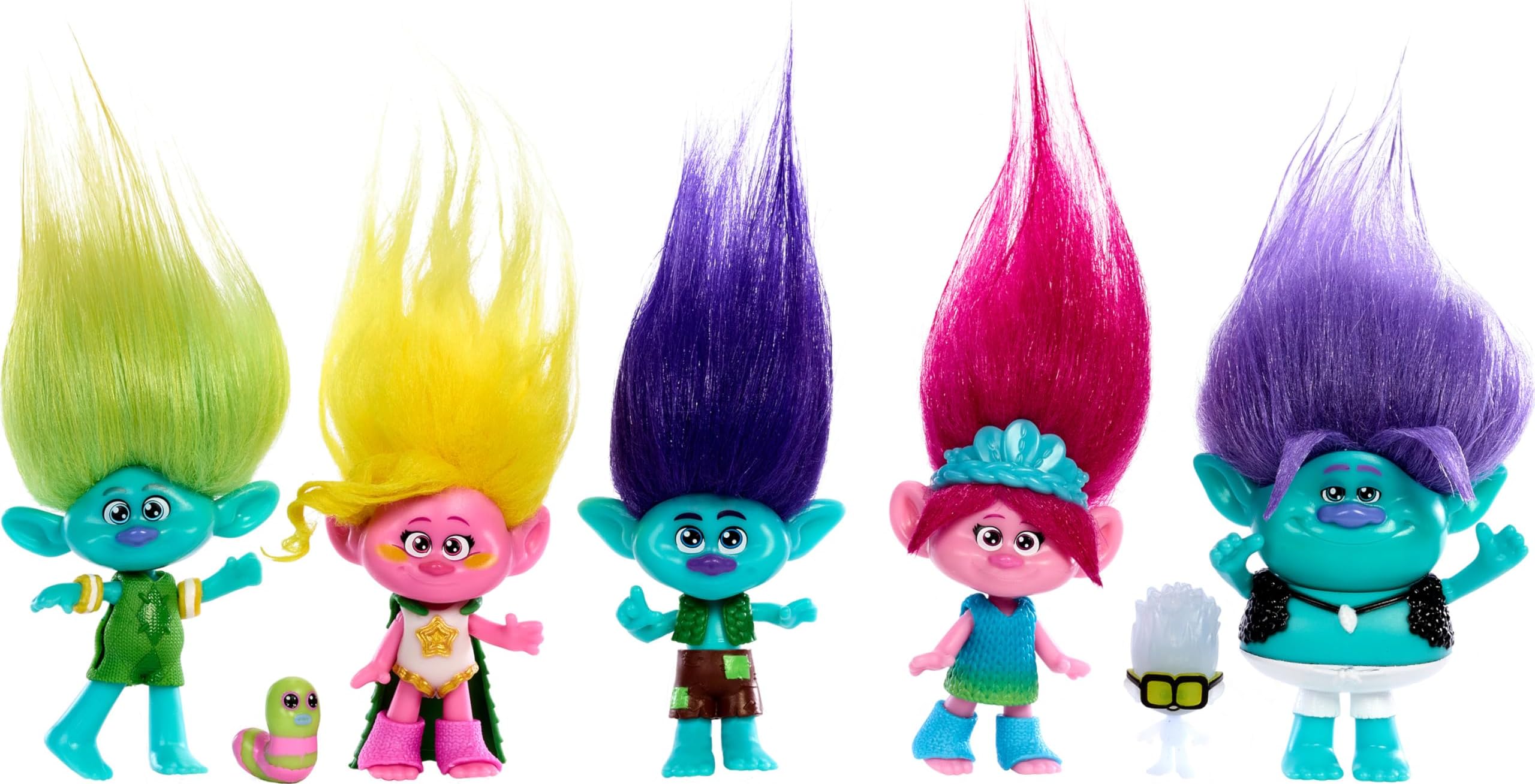 Mattel Trolls Band Together Toys, Best of Friends Pack Age 3+ with 5 Small Dolls & 2 Character Figures, Includes Queen Poppy Doll, HPW78