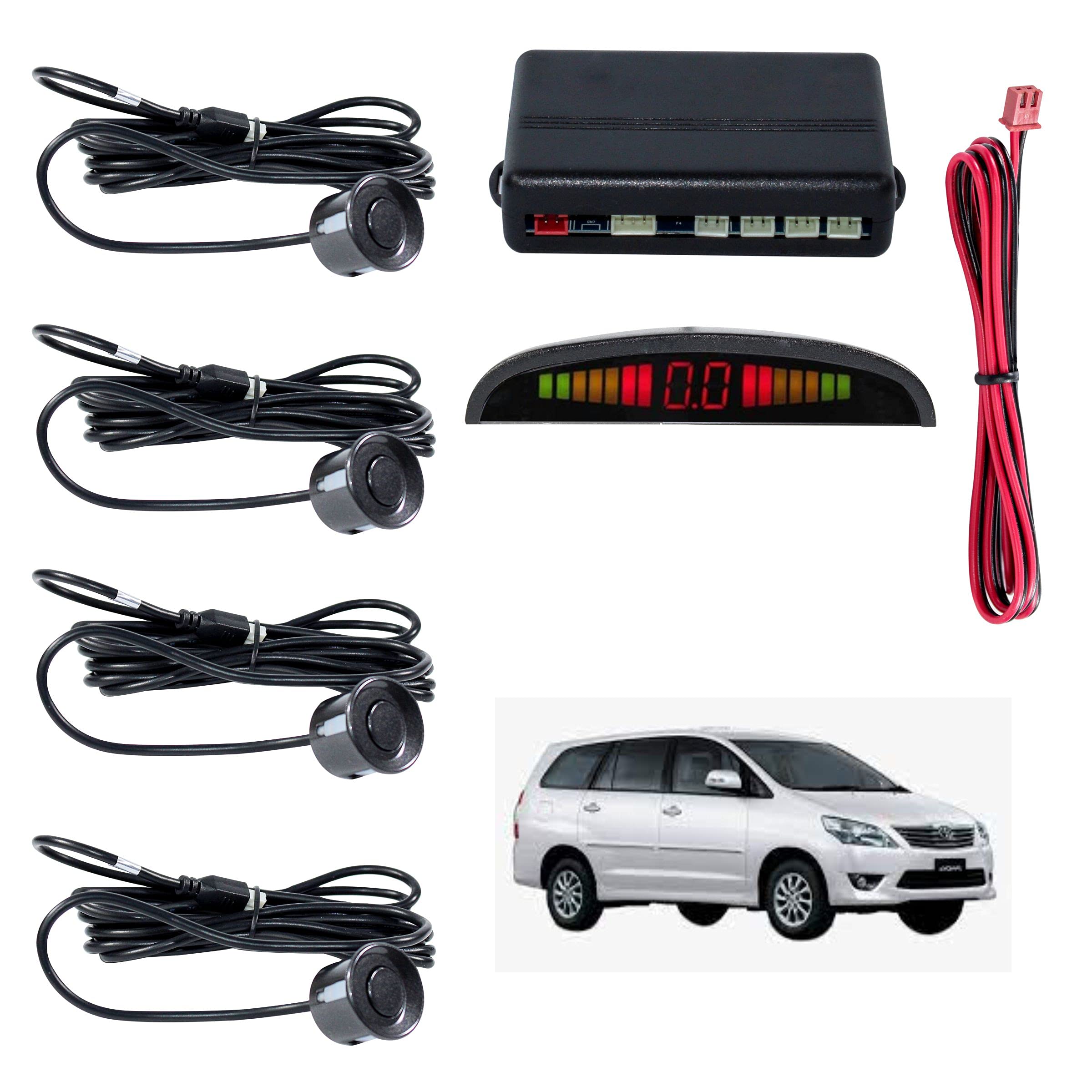 Car Reverse Parking Sensor with LED Display 4 Sensor Reverse Parking Auto Radar Detectors For Toyota Innova (Black)-picture-24
