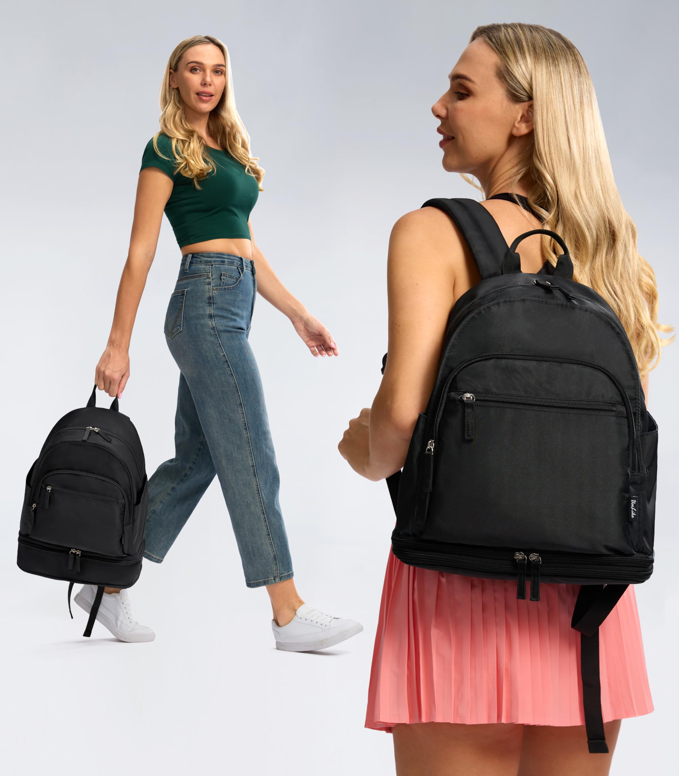 Uselike Turnrucksack für Damen und Herren, leichter Turnbeutel mit Schuhfach, wasserdichter Workout-Rucksack mit Nassfach