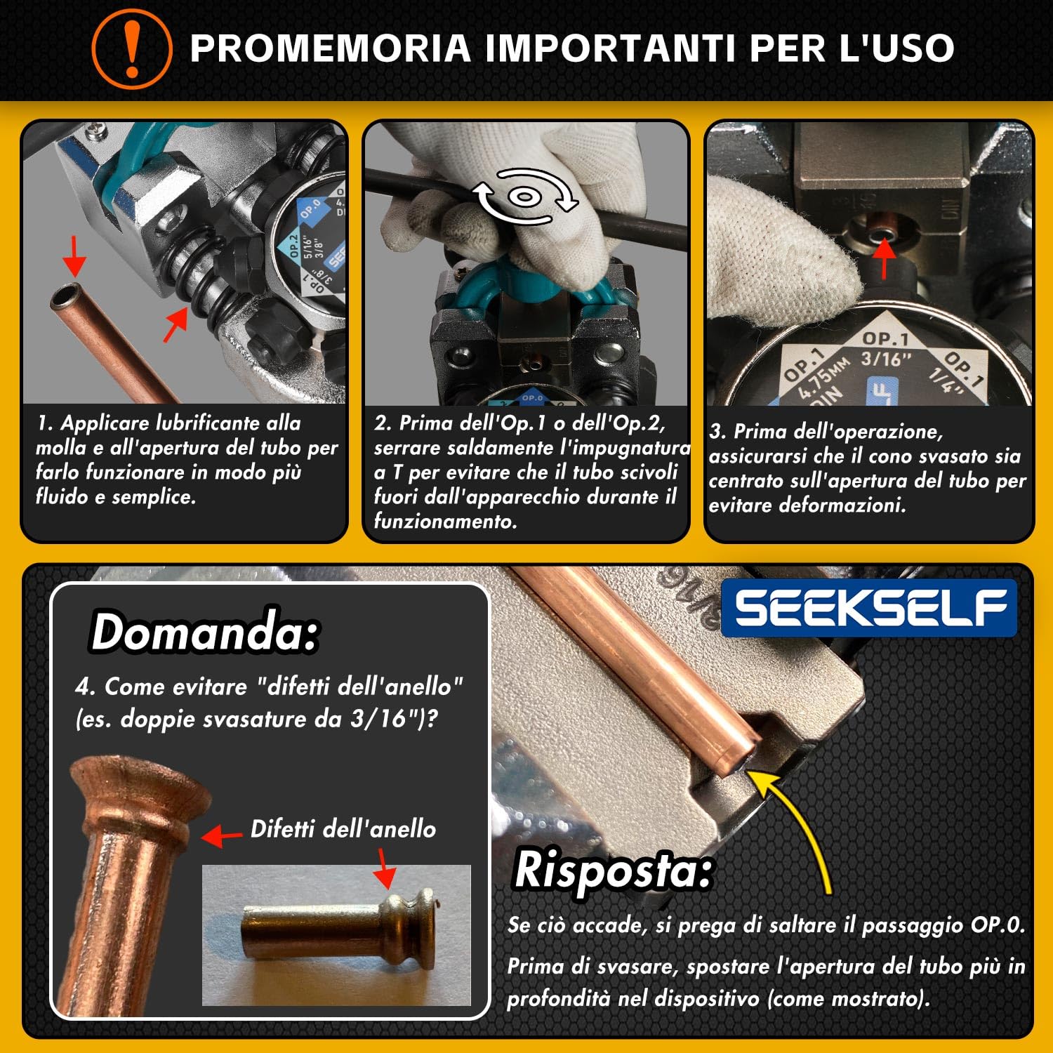 Strumento di Svasatura Tubi dei Freno Kit per Svasature Singole, Doppie e a Bolle da 45°, per Tubi Metallici in Acciaio e Rame da 3/16", 1/4", 5/16", 3/8" e 4,75 mm