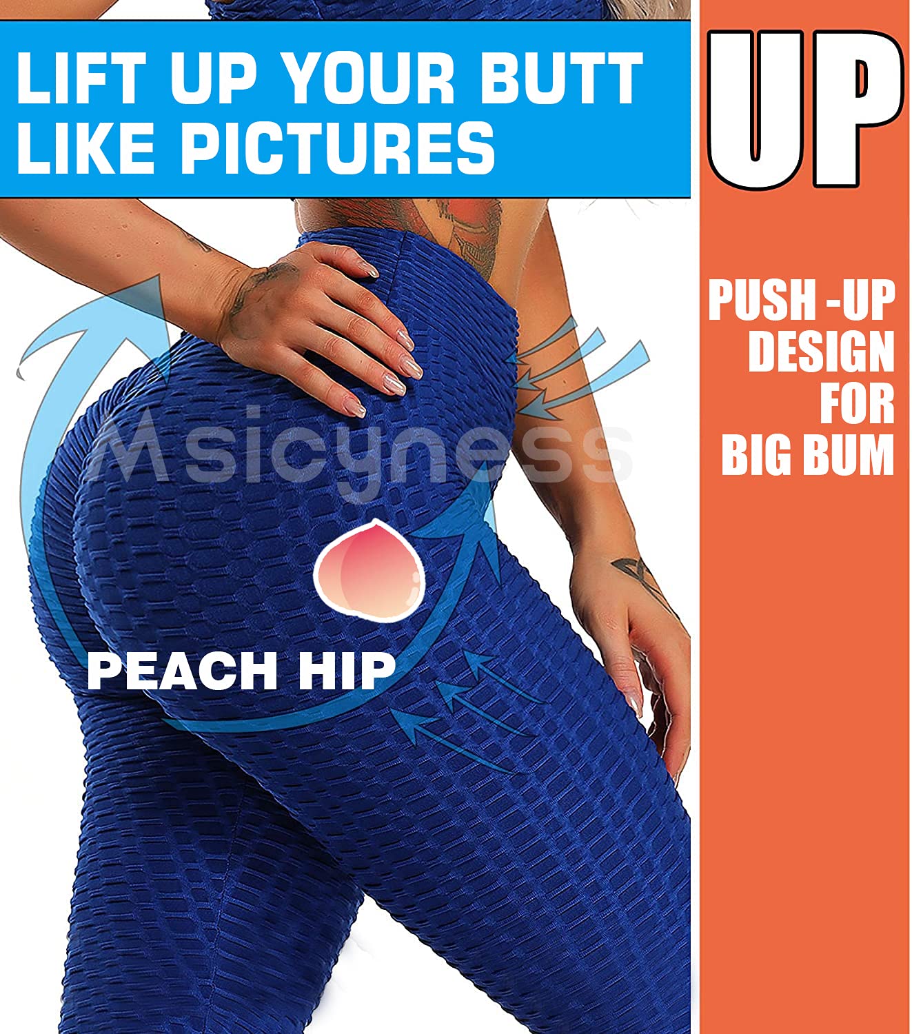 Msicyness Tiktok Leggings Women's High Waist Yoga Pants Butt Lift Tummy Control Leggings Textured Scrunch Booty Tights