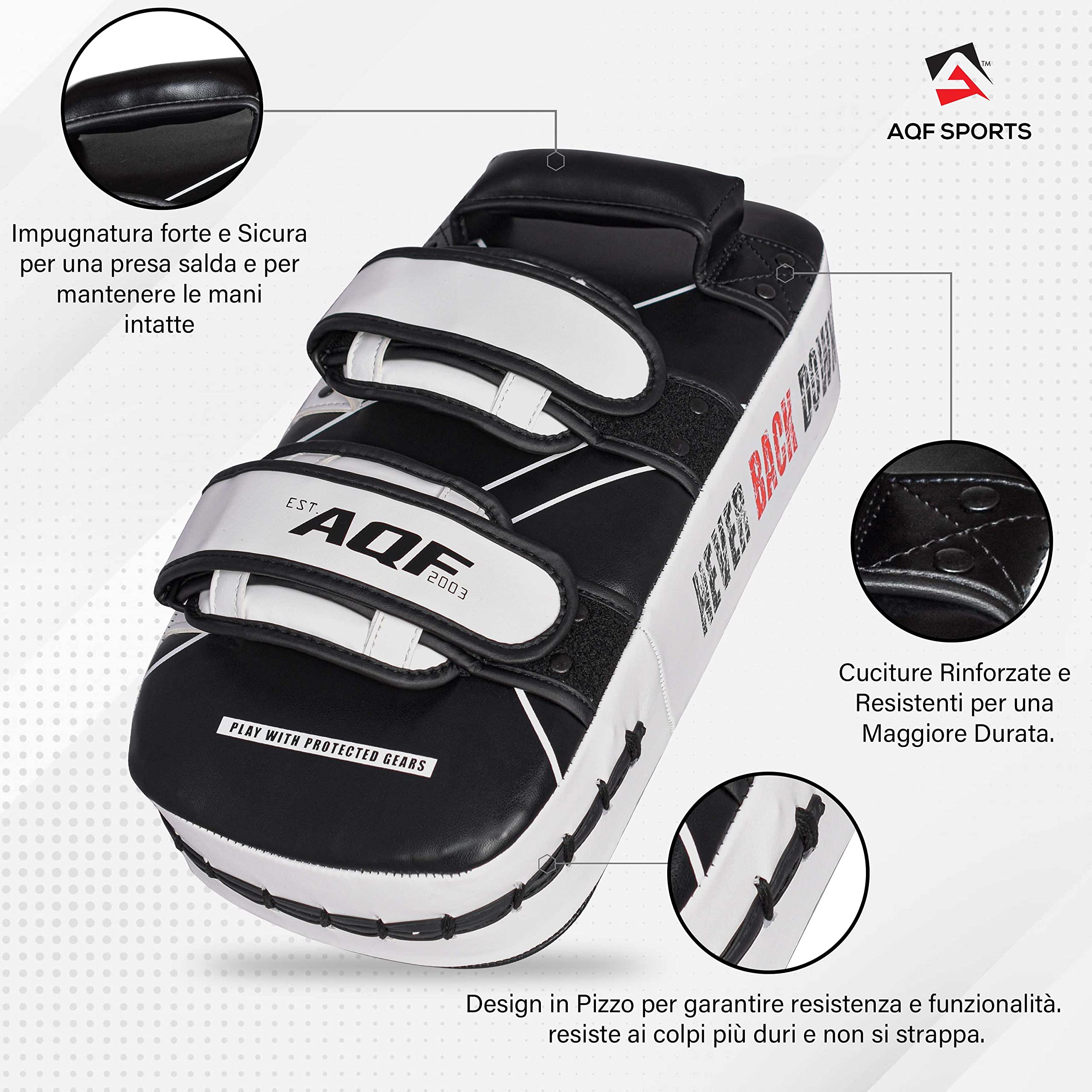 AQF Scudo Curvo Imbottitura da Braccio Thai Kickboxing, Colpitori Boxe, Pao Muay Thai Pad, Arti Marziali Striking Shield per MMA, UFC, Karate & Taekwondo