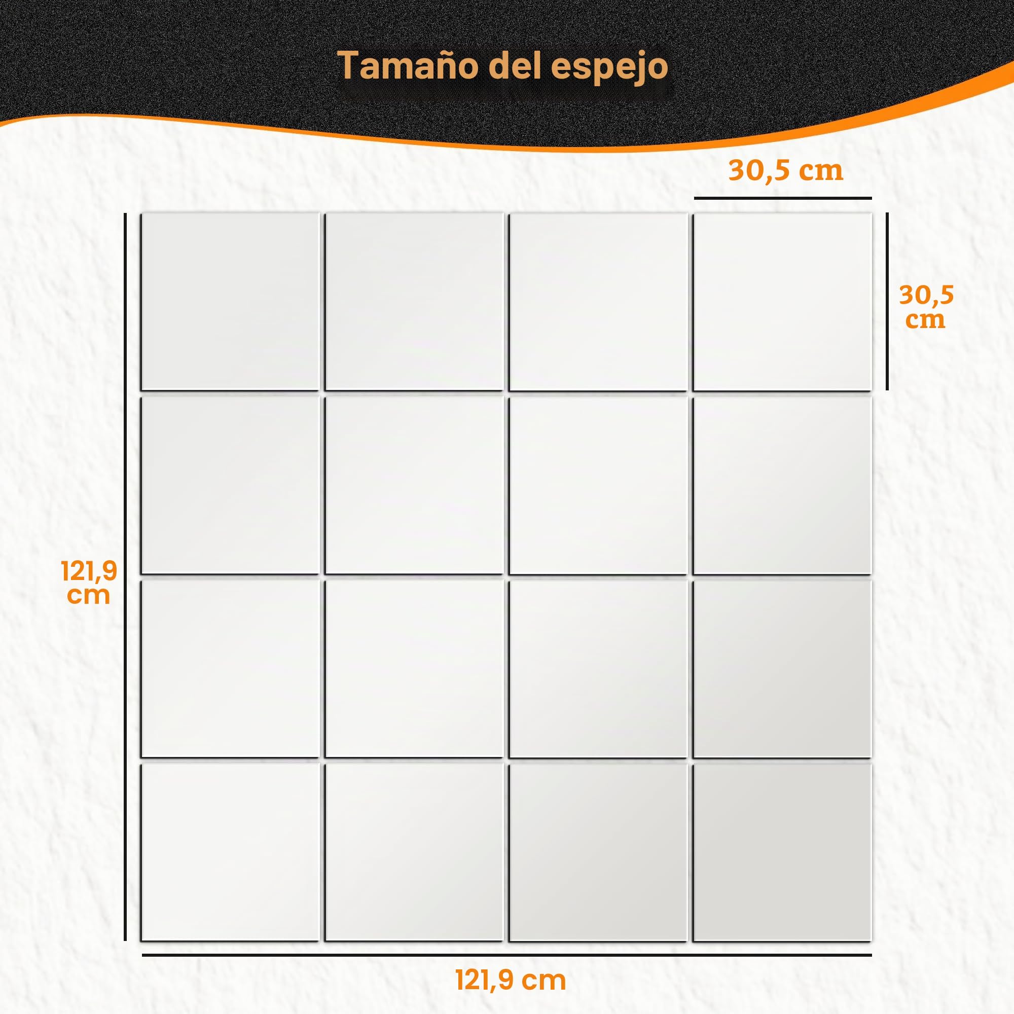 Espejos de Gimnasio en casa, Azulejos de Espejo de Vidrio de 12 x 12 Pulgadas (16 Piezas), Espejo Cuadrado de Pared Grande para Gimnasio en casa, Dormitorio, Puerta, baño, Juegos de Espejos sin Marco
