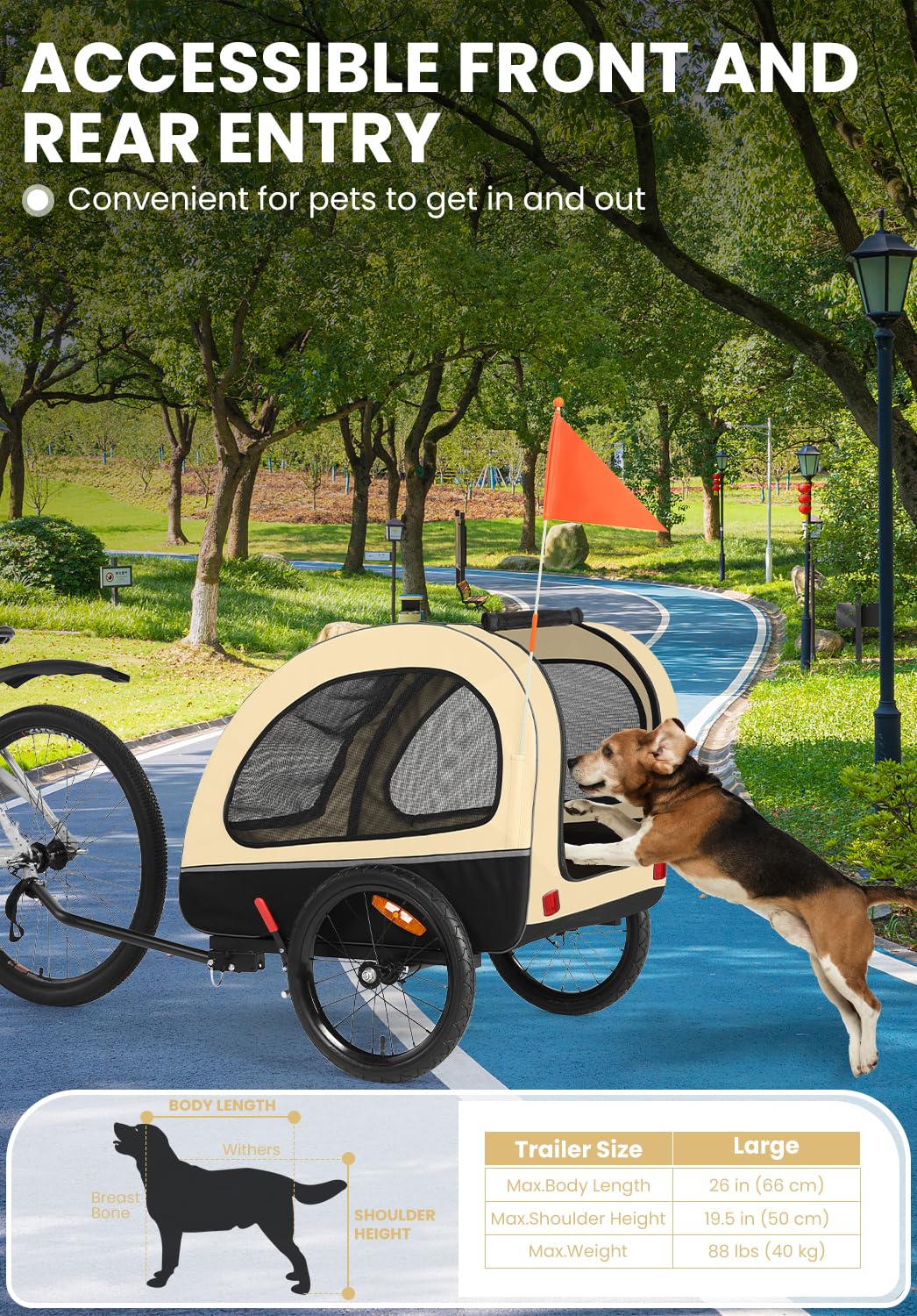 Remorque Velo Chien, Remorque Transport Chien, Remorque vélo pour Petits et Moyens Chiens de Moins de 40 kg
