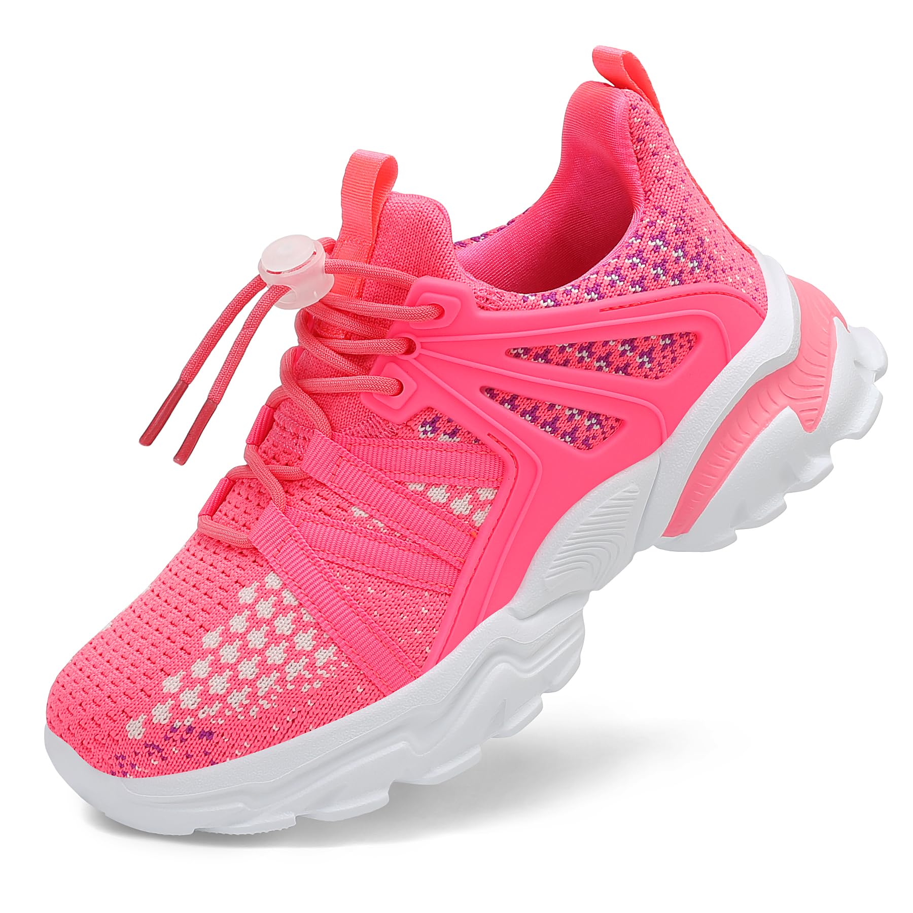 Xingfujie Running Shoes for Boys Slip on Sneakers Kids Lightweight Comfy Strap Girls Running Shoes Deep Pink Size 12.5 Little Kid