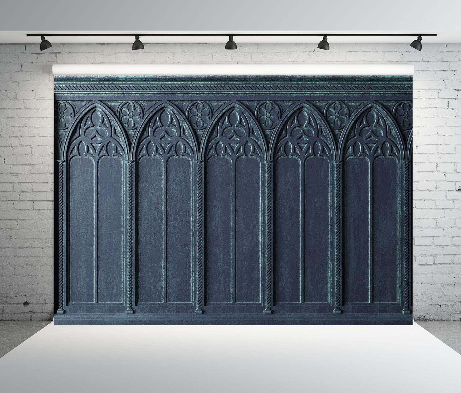 15x8FT (4.6x2.5m) Parete Gotica Blu Ad Archi Sfondo Fotografico
