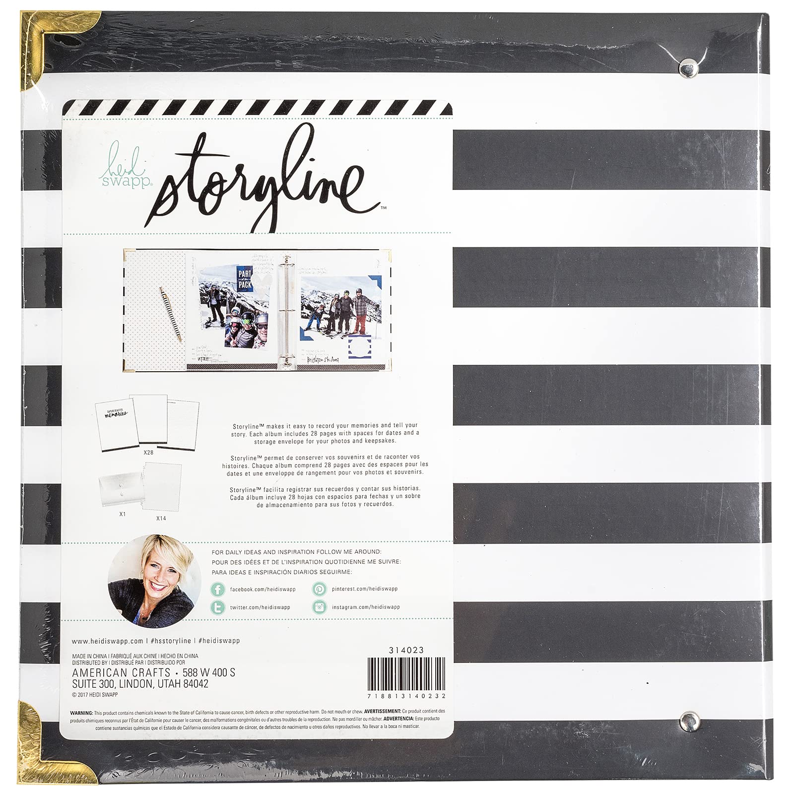 Heidi Swapp Album Storyline-D-Ring-8 x 11-Black Stripe (44 Piece)