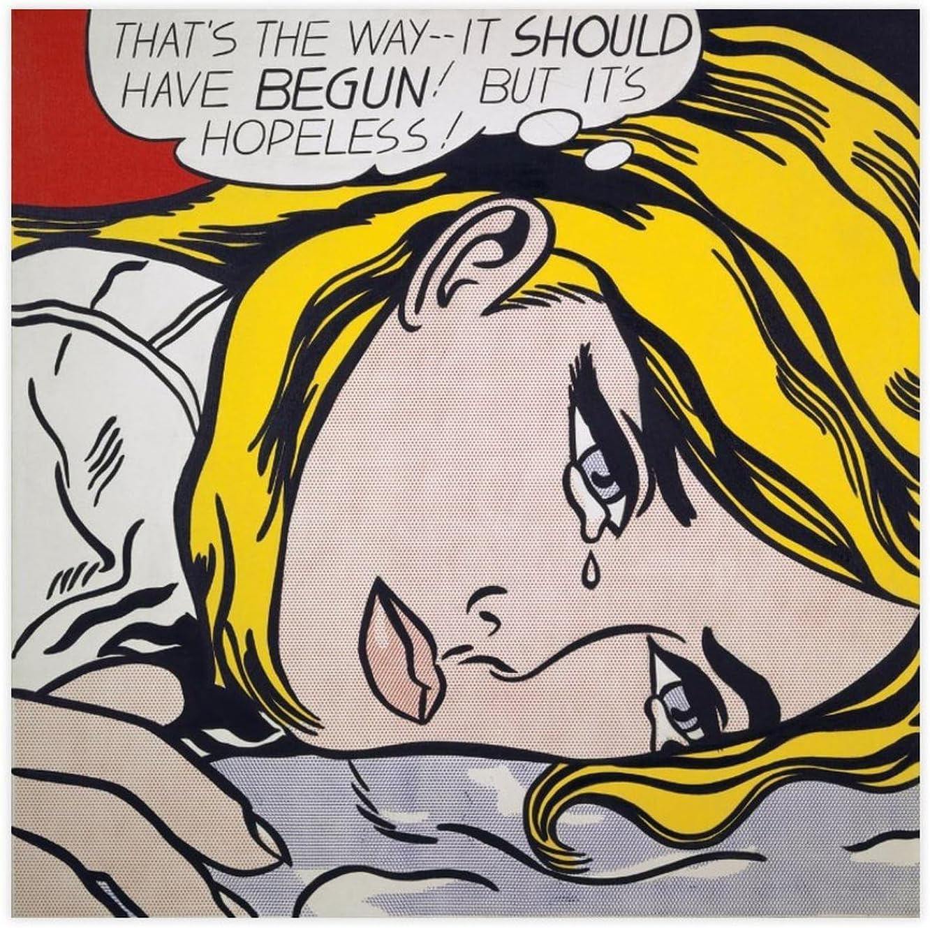 Rikin Liuff Hopeless by Roy Lichtenstein Canvas Poster Illustrations Wall Art Pop Painting Roy Lichtenstein Prints for Home Picture Decor 55x55cm Frameless