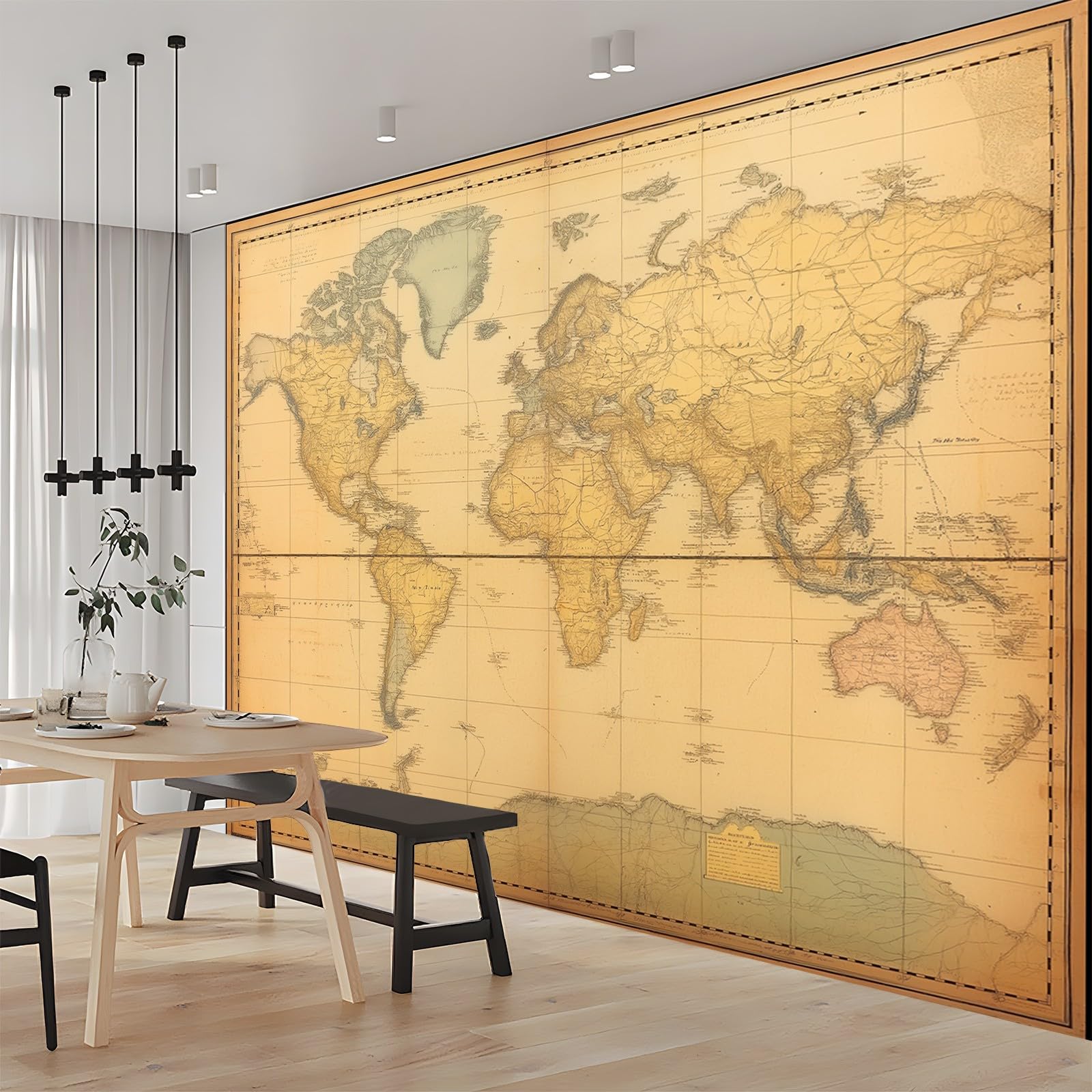 Mural tapeta mapa świata vintage 350 x 256 cm fototapeta fototapeta, włóknina HD artystyczny druk polarowy mural dekoracyjny plakat, do sypialni salonu tło telewizora